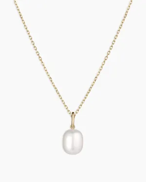 14k Gold Pearl Charm Necklace