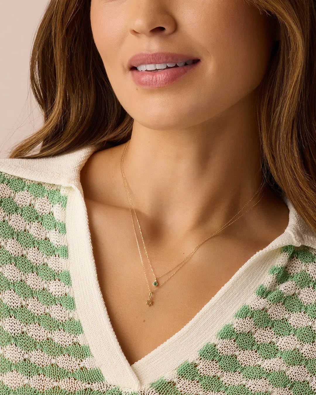 14k Gold Star of David Charm Necklace
