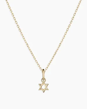 14k Gold Star of David Charm Necklace