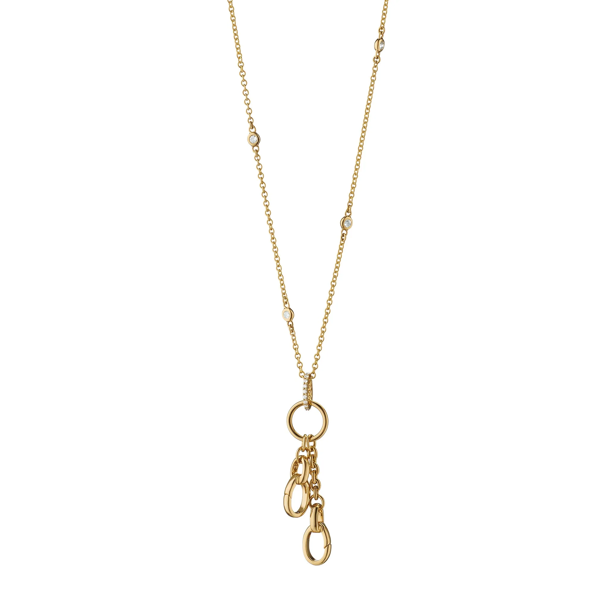18" "Design Your Own" Small Charm Chain Necklace with Diamonds, 2 Charm Stations