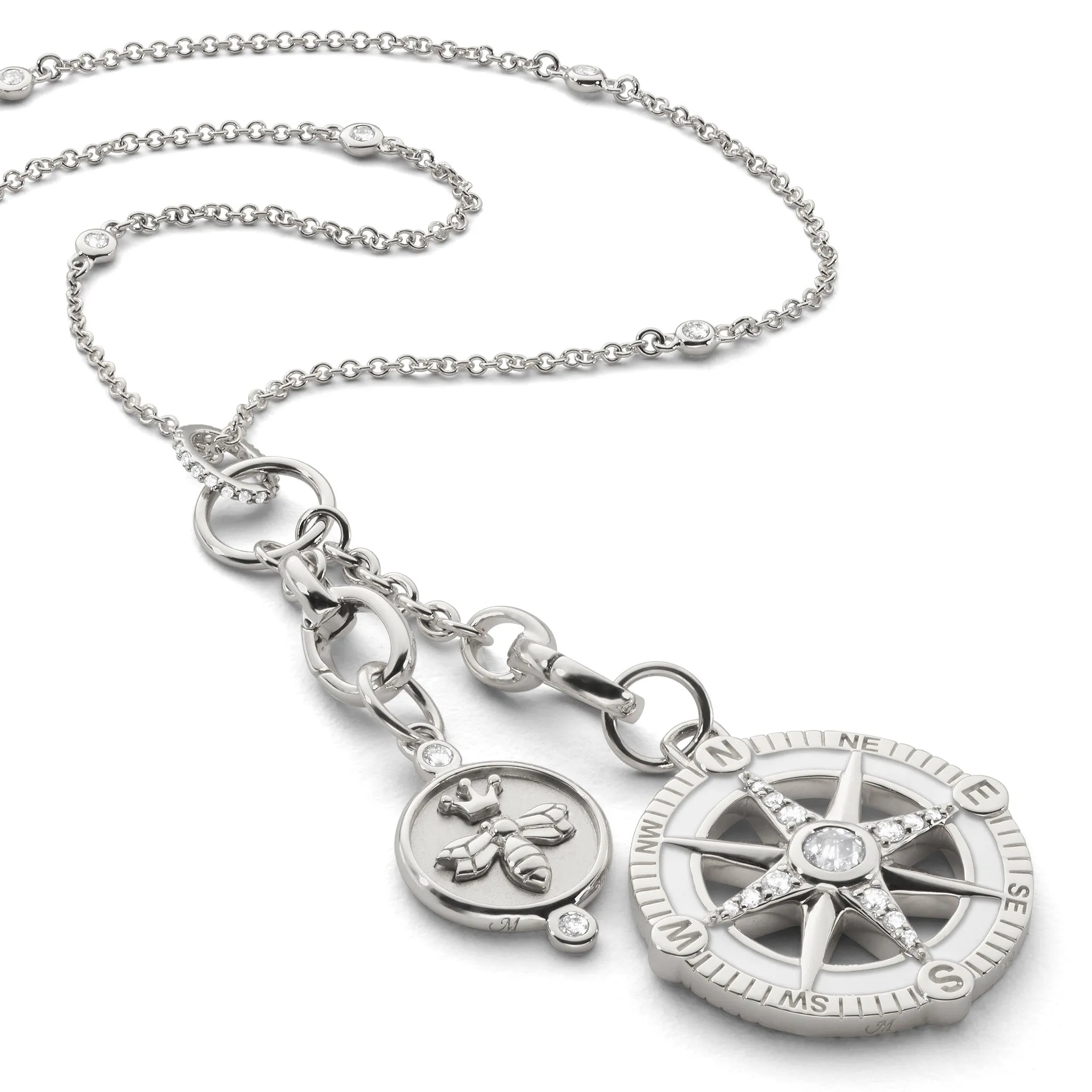 18" "Design Your Own" Small Charm Chain Necklace with Sapphires, 2 Charm Stations