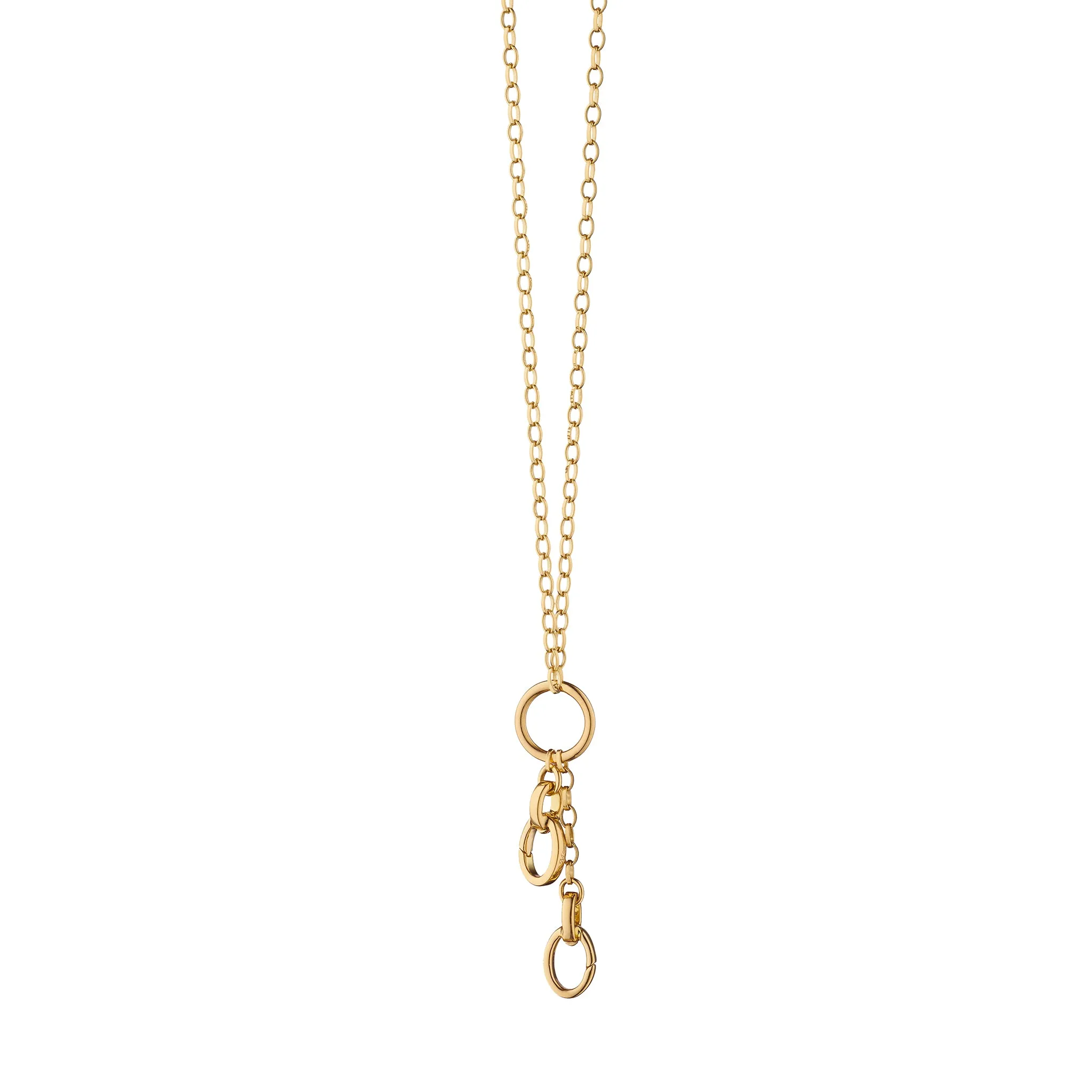 30" "Design Your Own" Small Link 18K Gold Charm Chain Necklace, 3 Charm Stations
