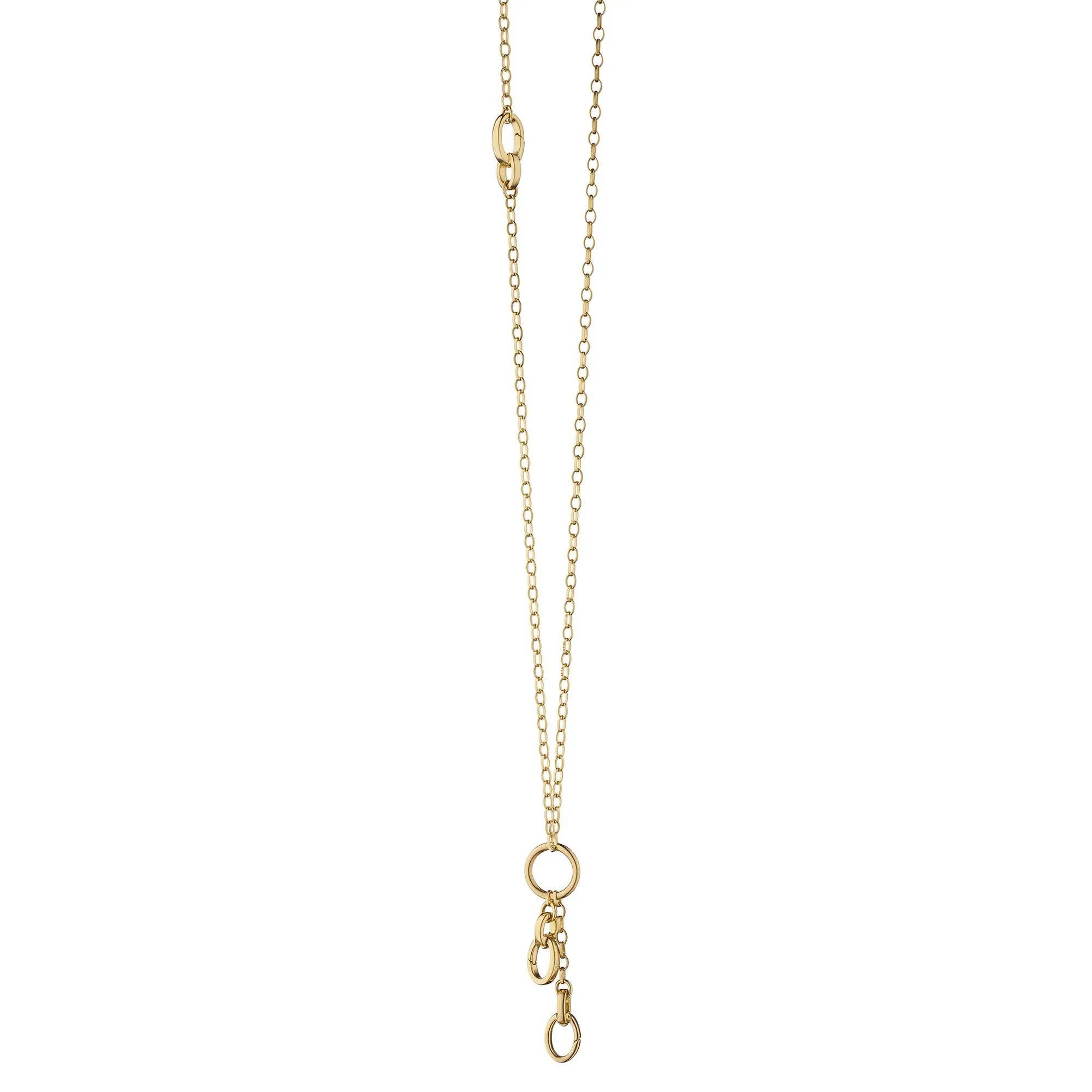 30" "Design Your Own" Small Link 18K Gold Charm Chain Necklace, 3 Charm Stations