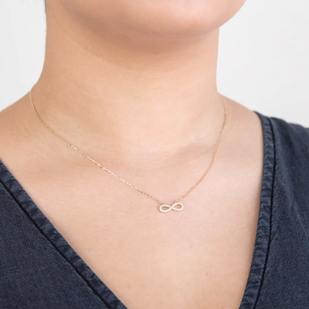 9ct Yellow Gold "Everlasting Love" 45cm Zirconia Infinity Necklet