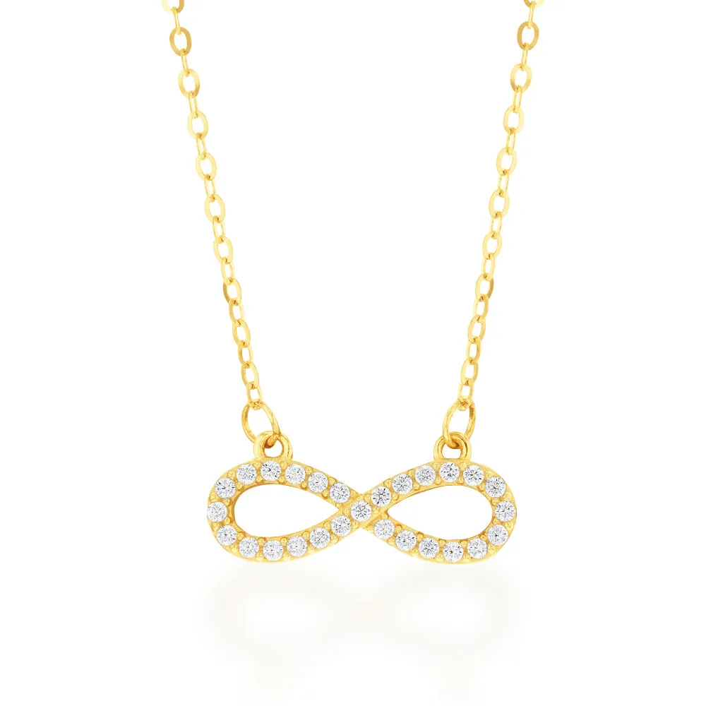 9ct Yellow Gold "Everlasting Love" 45cm Zirconia Infinity Necklet