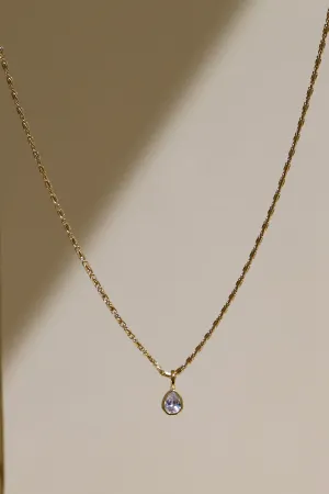 APRIL TEARDROP BEZEL NECKLACE