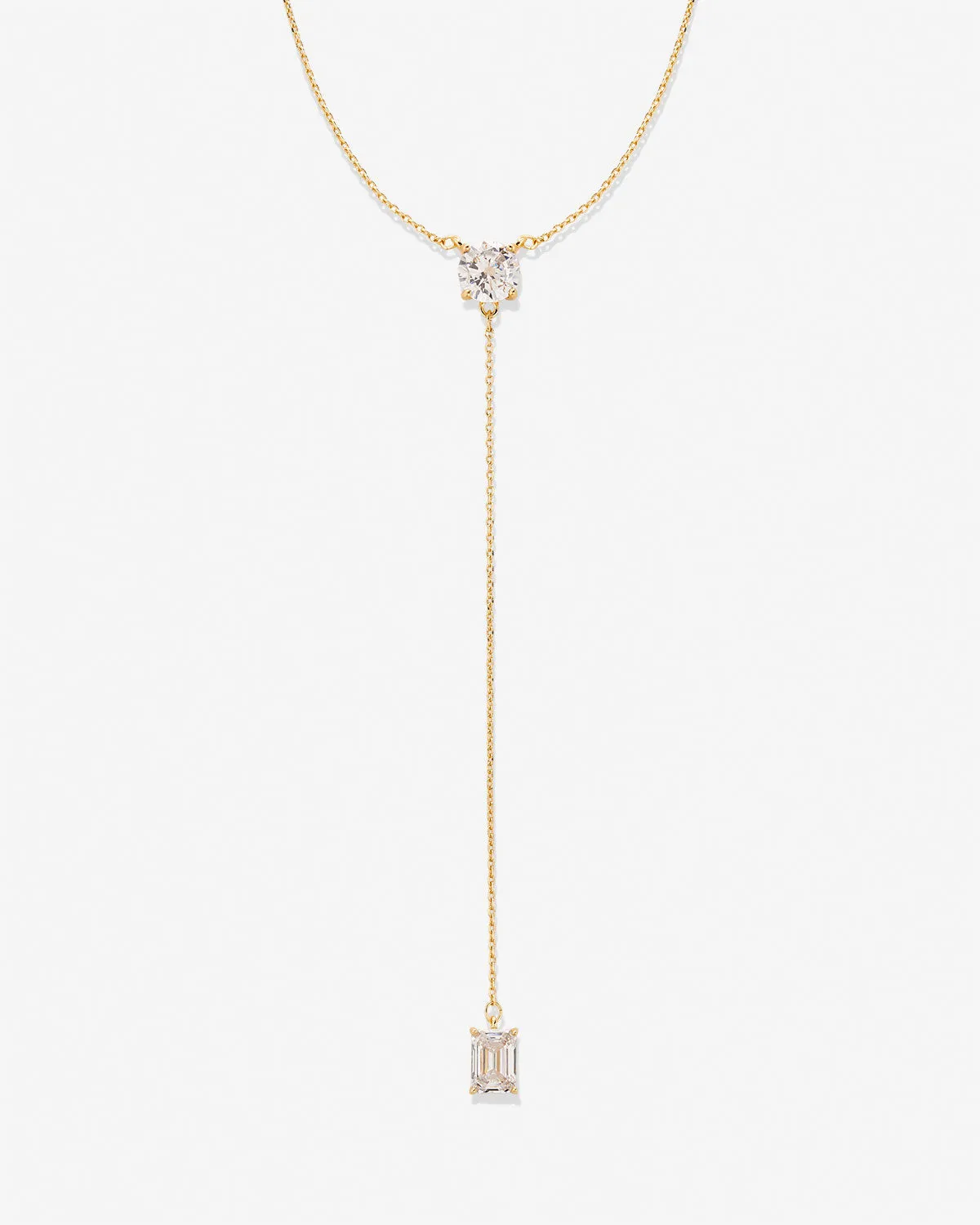 Beautifully Broken Emerald Cut Lariat Necklace