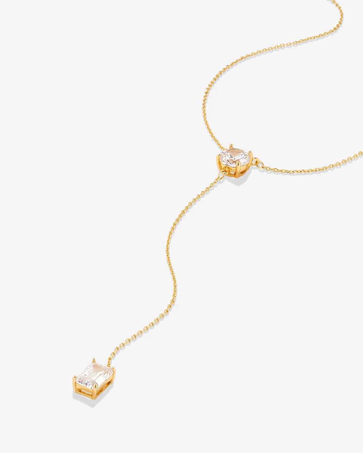 Beautifully Broken Emerald Cut Lariat Necklace