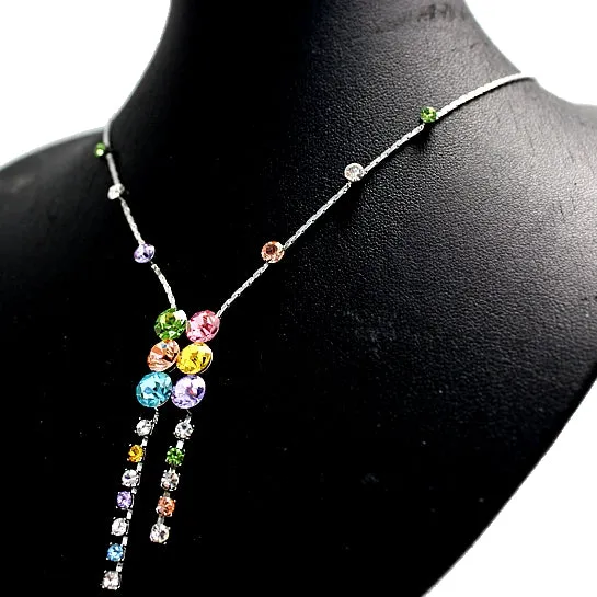 Best Valentines Gifts For Her Colorful Crystal Earring Necklace Set