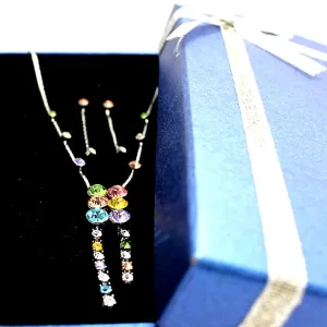 Best Valentines Gifts For Her Colorful Crystal Earring Necklace Set