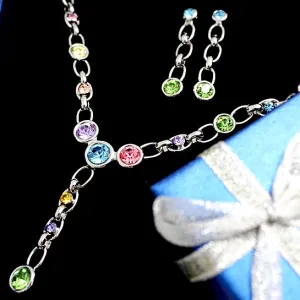 Birthday Present For Wife Crystal Earring Plating Necklace Set