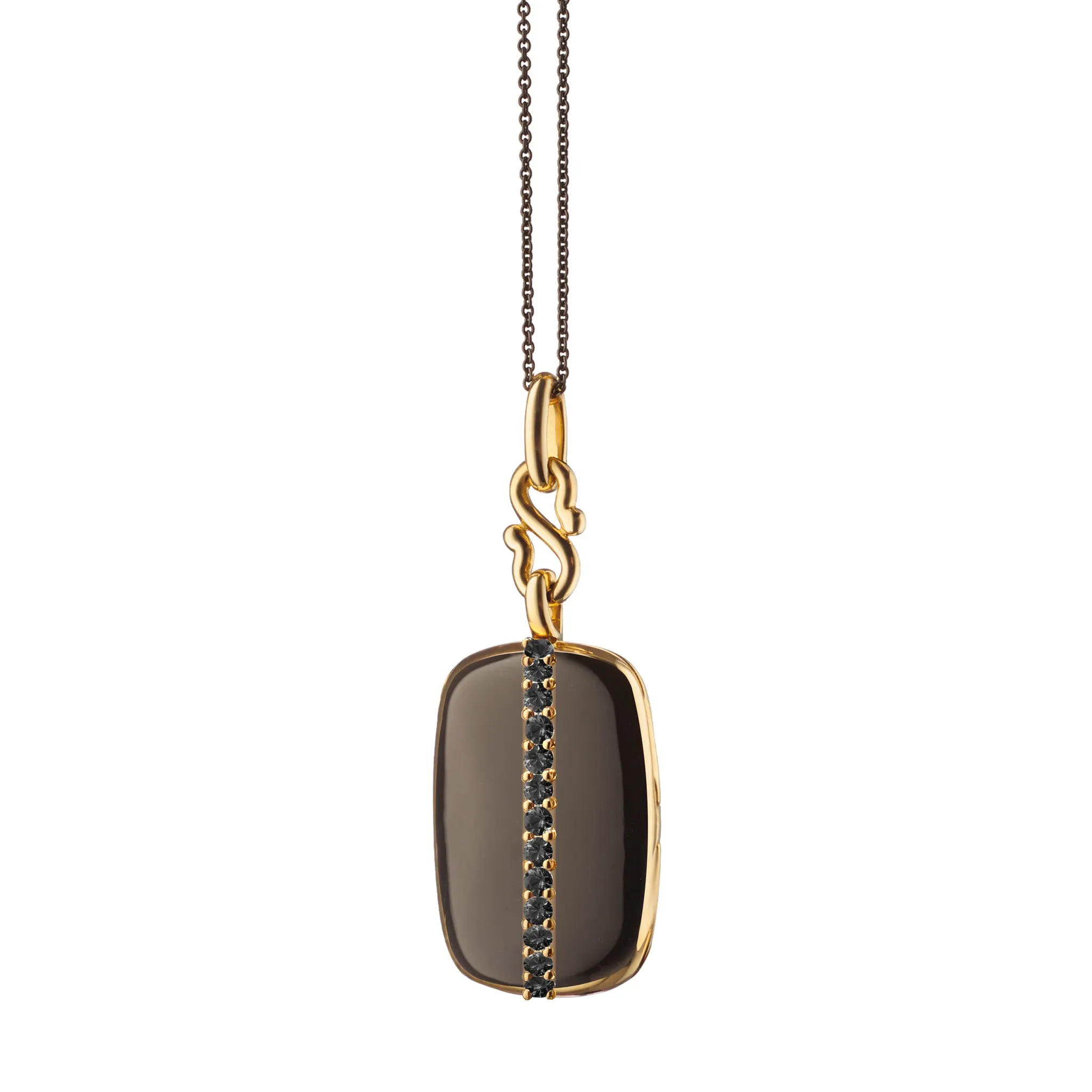 Black Enamel Vermeil "Britt" Locket with Black Diamonds