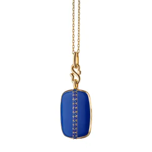 Blue Enamel 18K Yellow Gold "Britt" Locket with Blue Sapphires