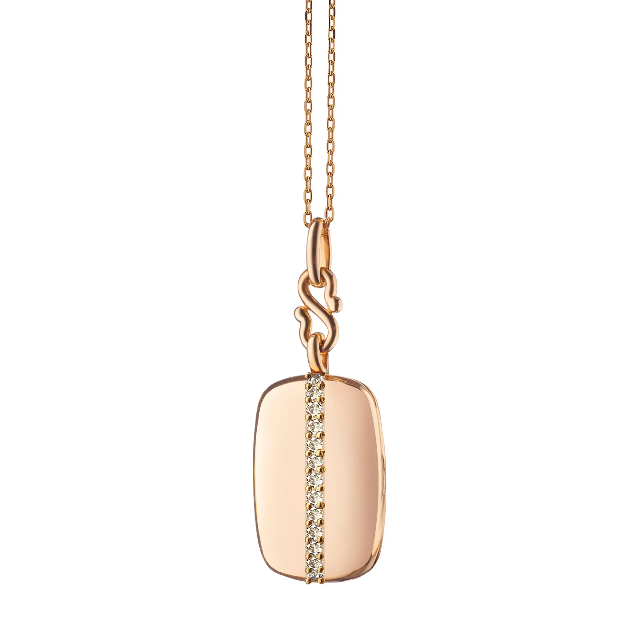 Blush Enamel 18K Rose Gold "Britt" Locket with Cognac Diamonds