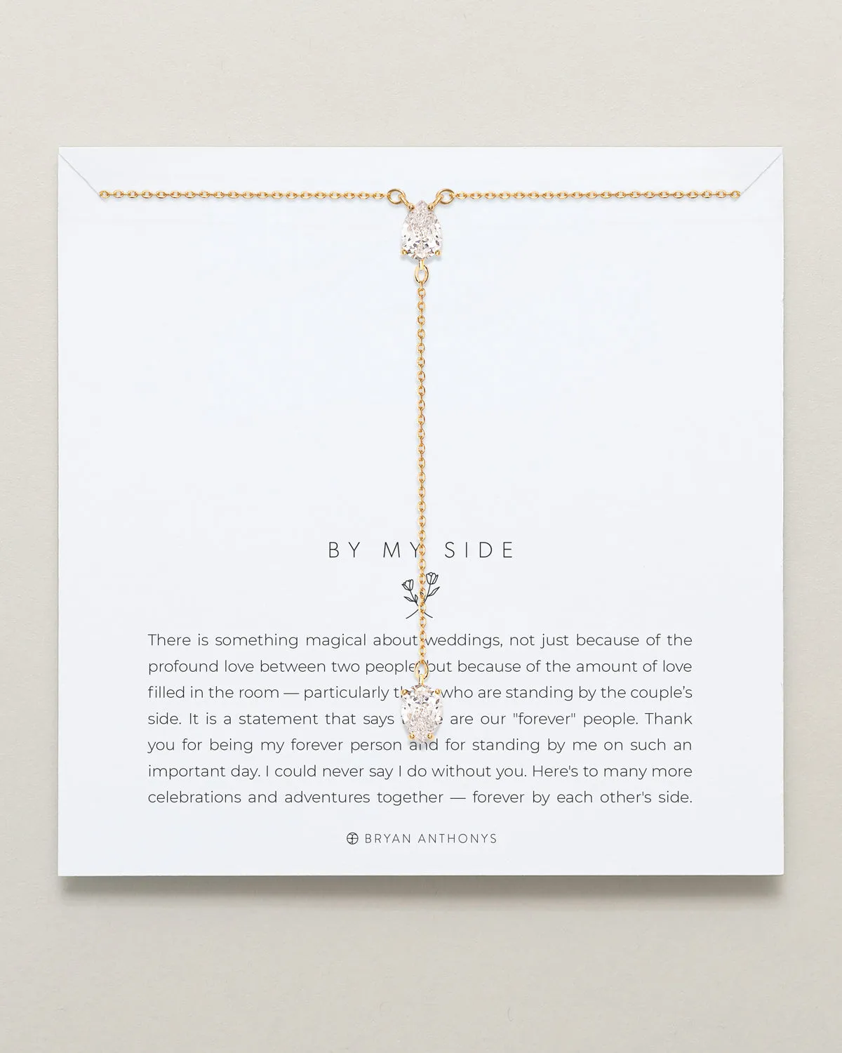 By My Side Pear Cut Lariat Necklace
