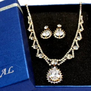 Christmas Gift For Girlfriend Ideas Crystal Pendant Earring Necklace Set