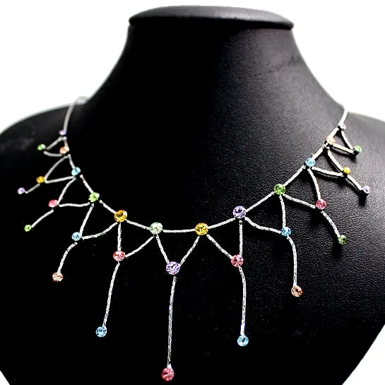 Colorful Crystal Tassel Necklace Set Valentines Day Ideas For Her