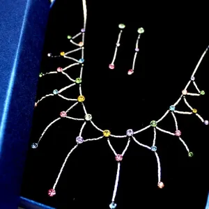 Colorful Crystal Tassel Necklace Set Valentines Day Ideas For Her