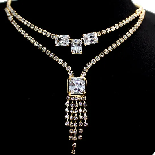 Crystal Earring Tassel Necklace Set Christmas Gift Idea For Wife