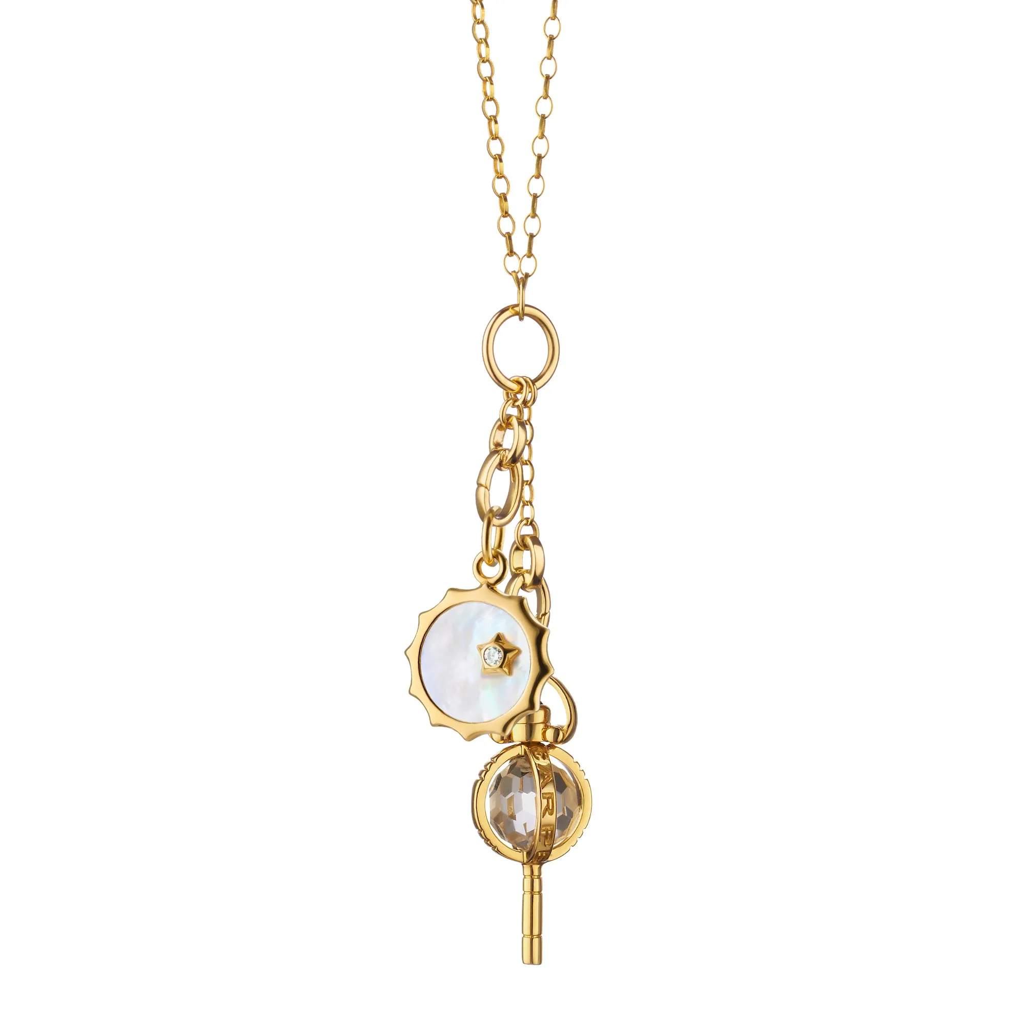 Design Your Own Mother of Pearl Sun and Mini "Carpe Diem" Key Charm Necklace