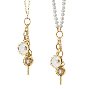Design Your Own Mother of Pearl Sun and Mini "Carpe Diem" Key Charm Necklace