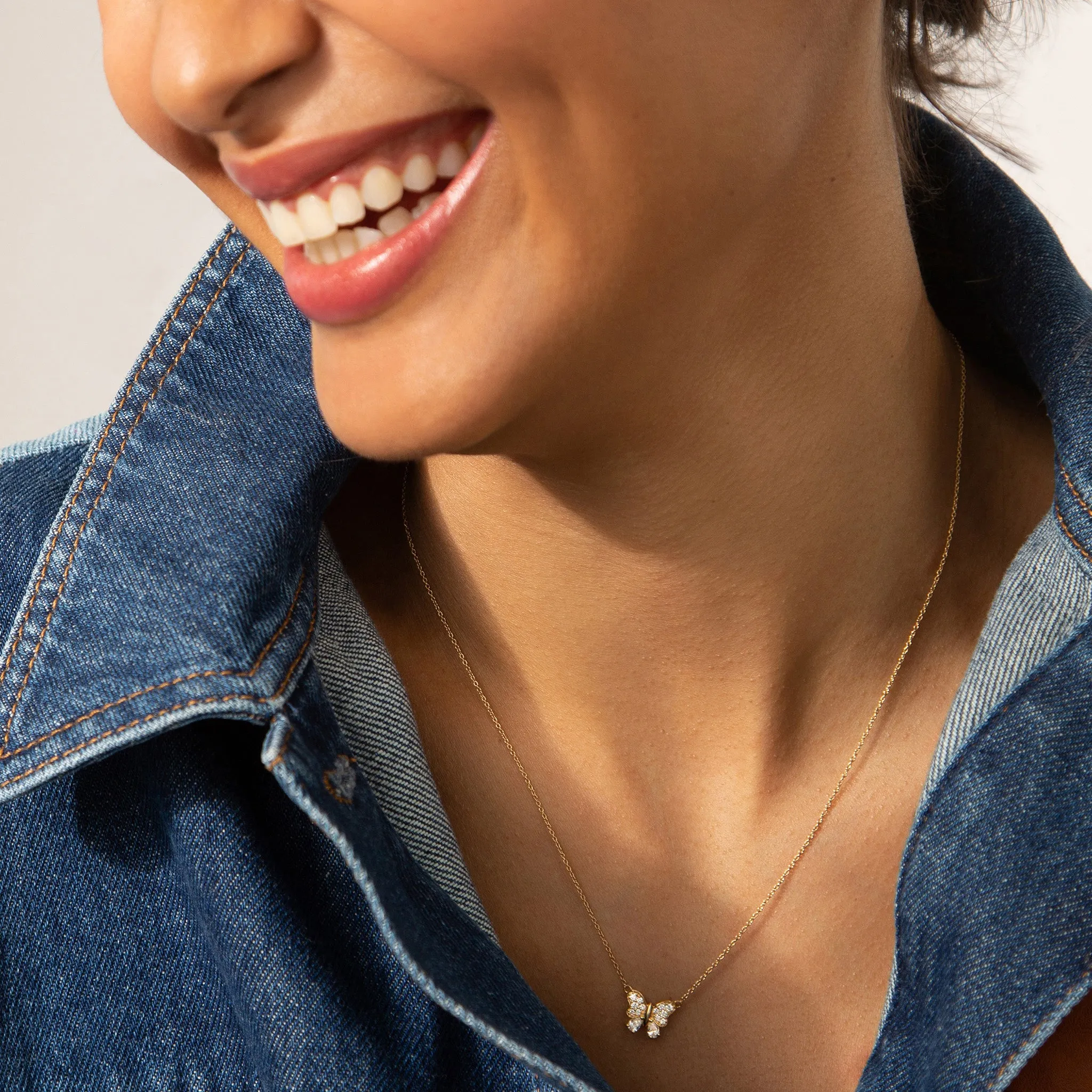 Diamond Butterfly "Joy" 18K Gold Necklace