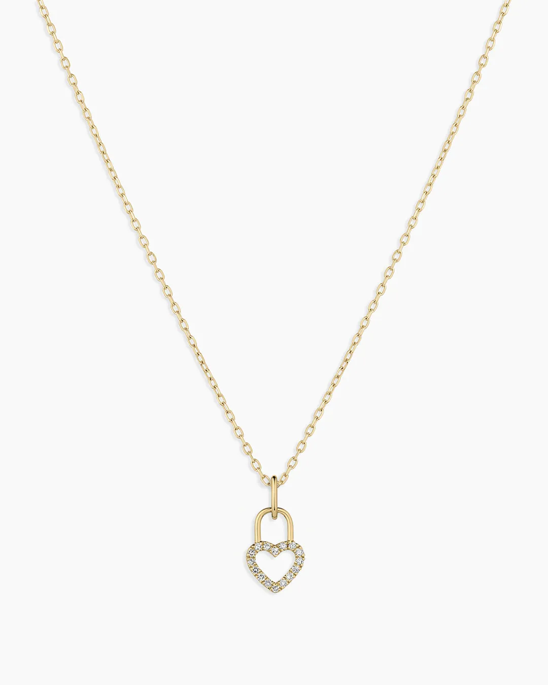 Diamond Heart Padlock Charm Necklace