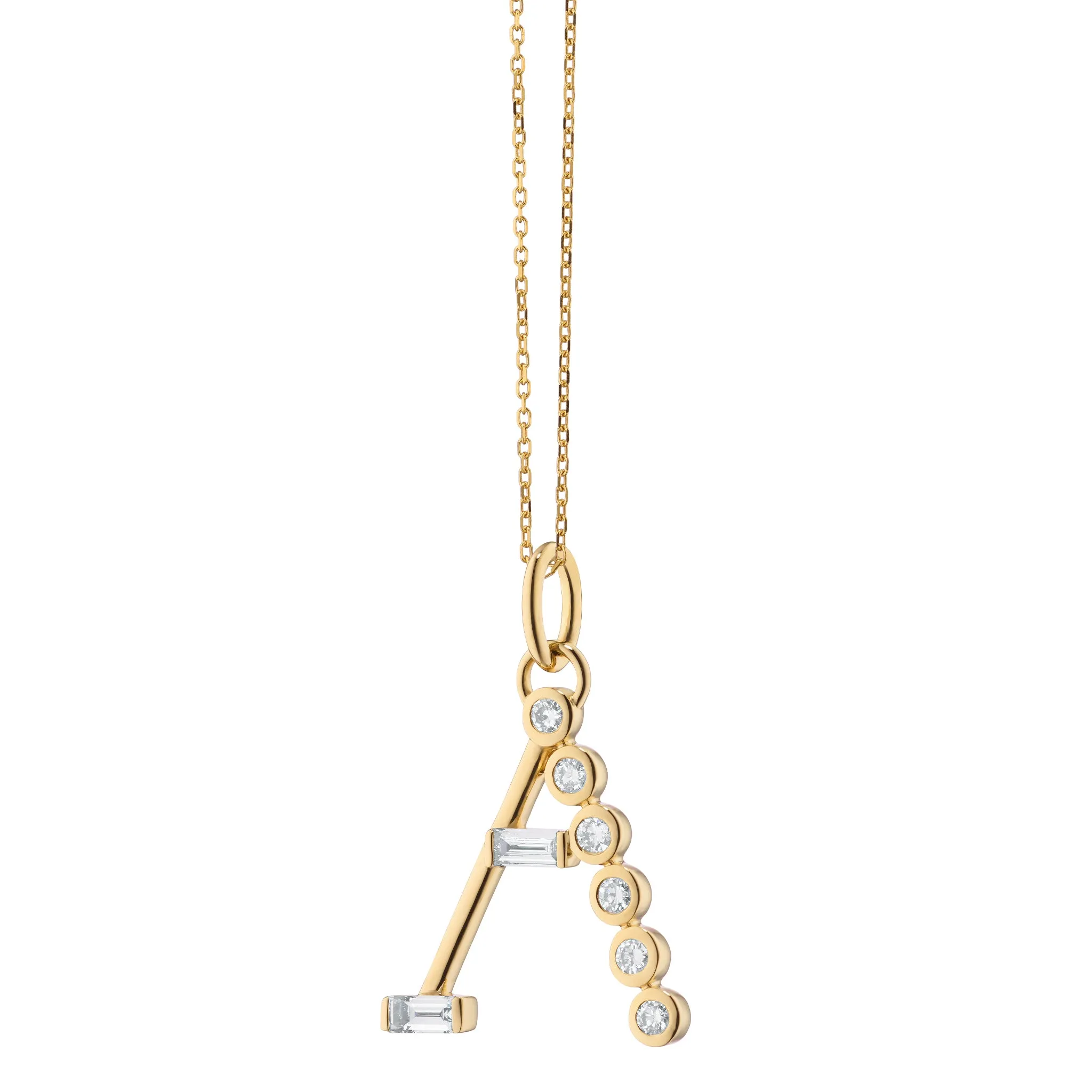 Diamond Initial Pendants in 18K Yellow Gold