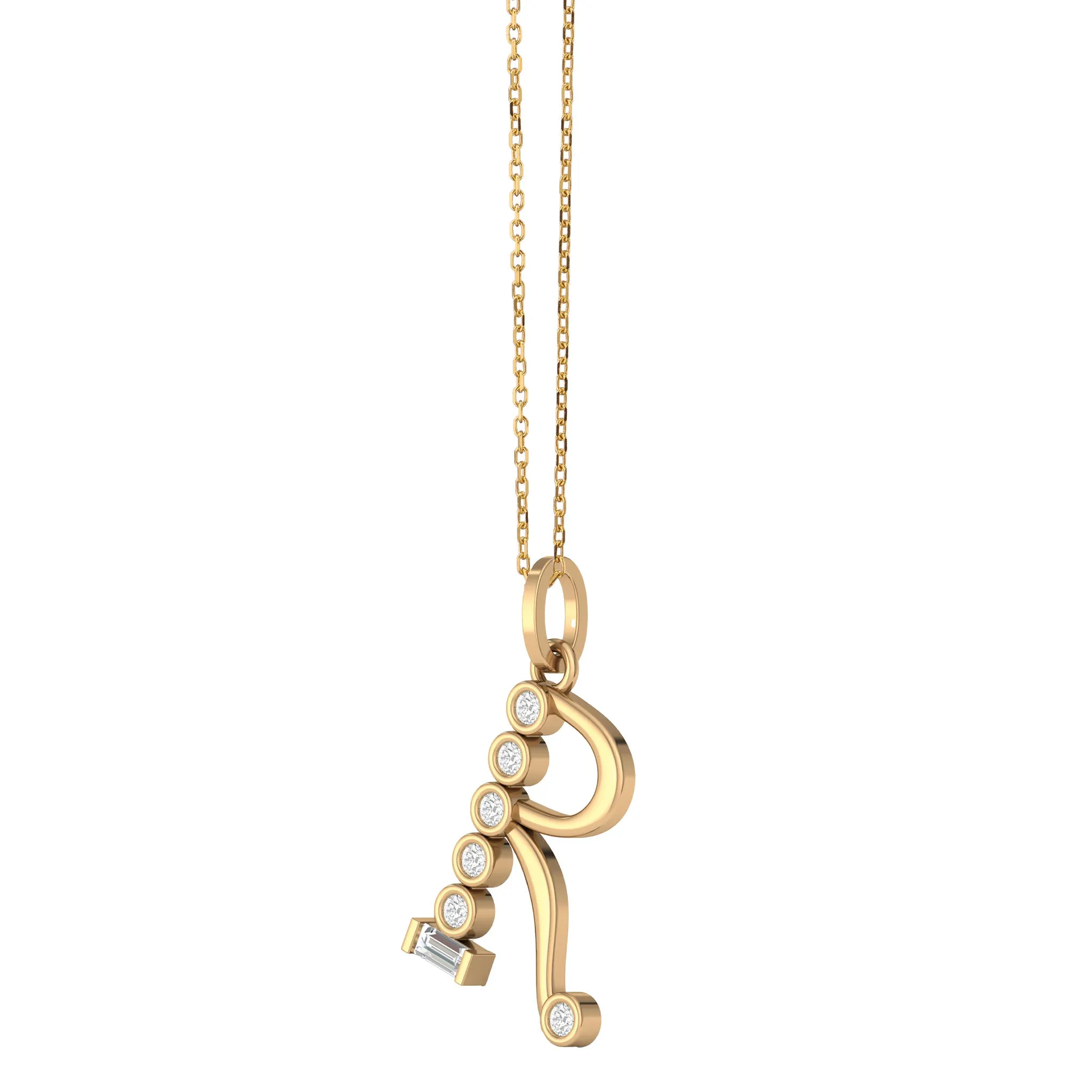 Diamond Initial Pendants in 18K Yellow Gold