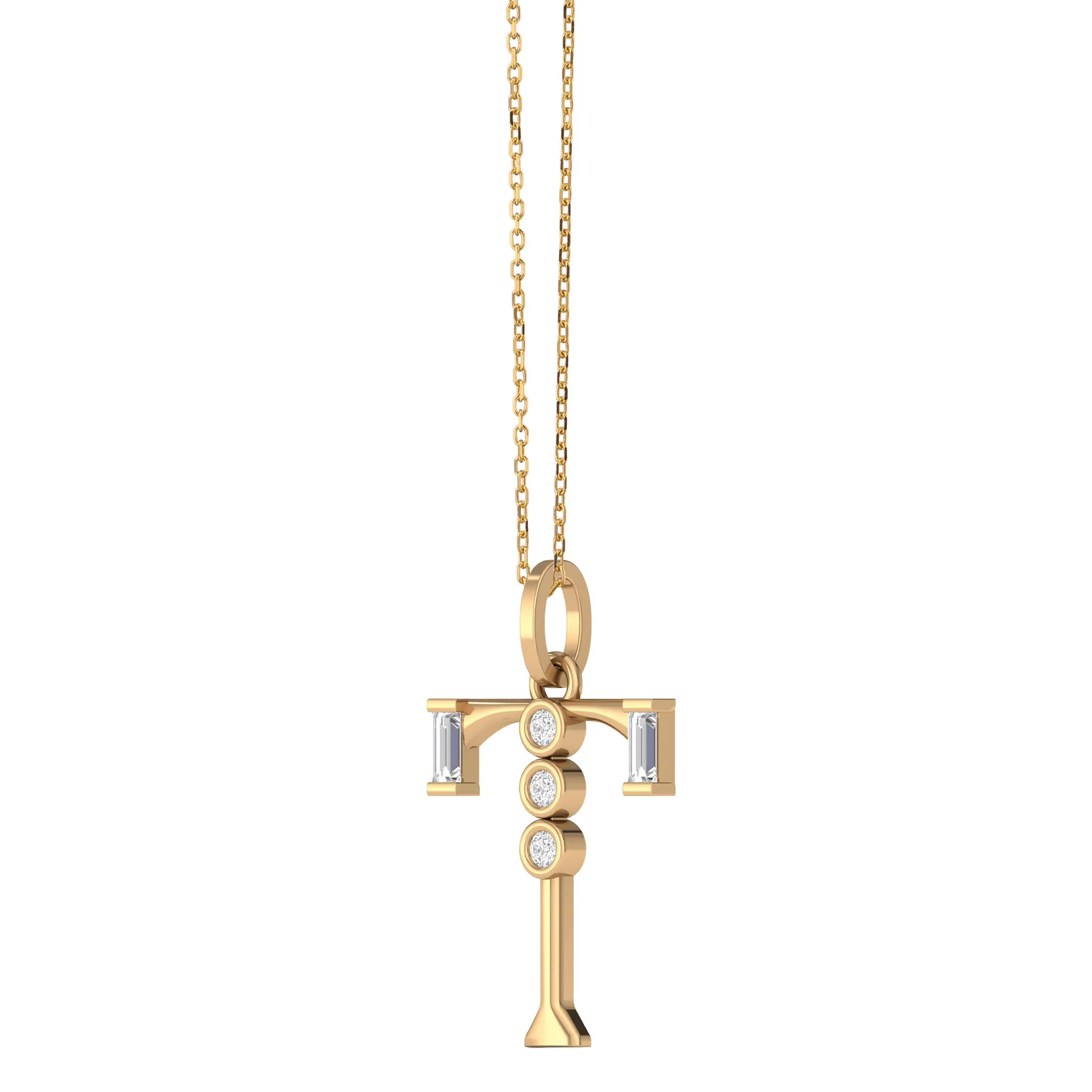 Diamond Initial Pendants in 18K Yellow Gold