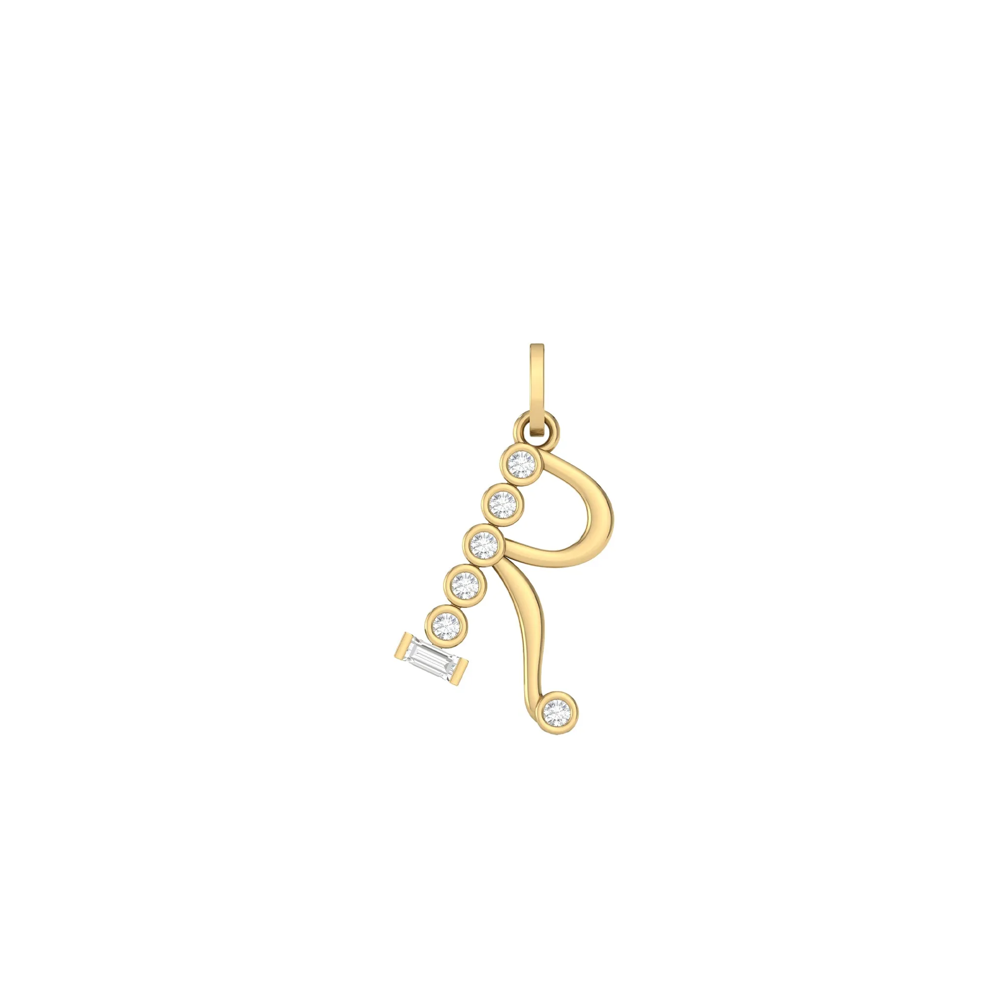 Diamond Initial Pendants in 18K Yellow Gold