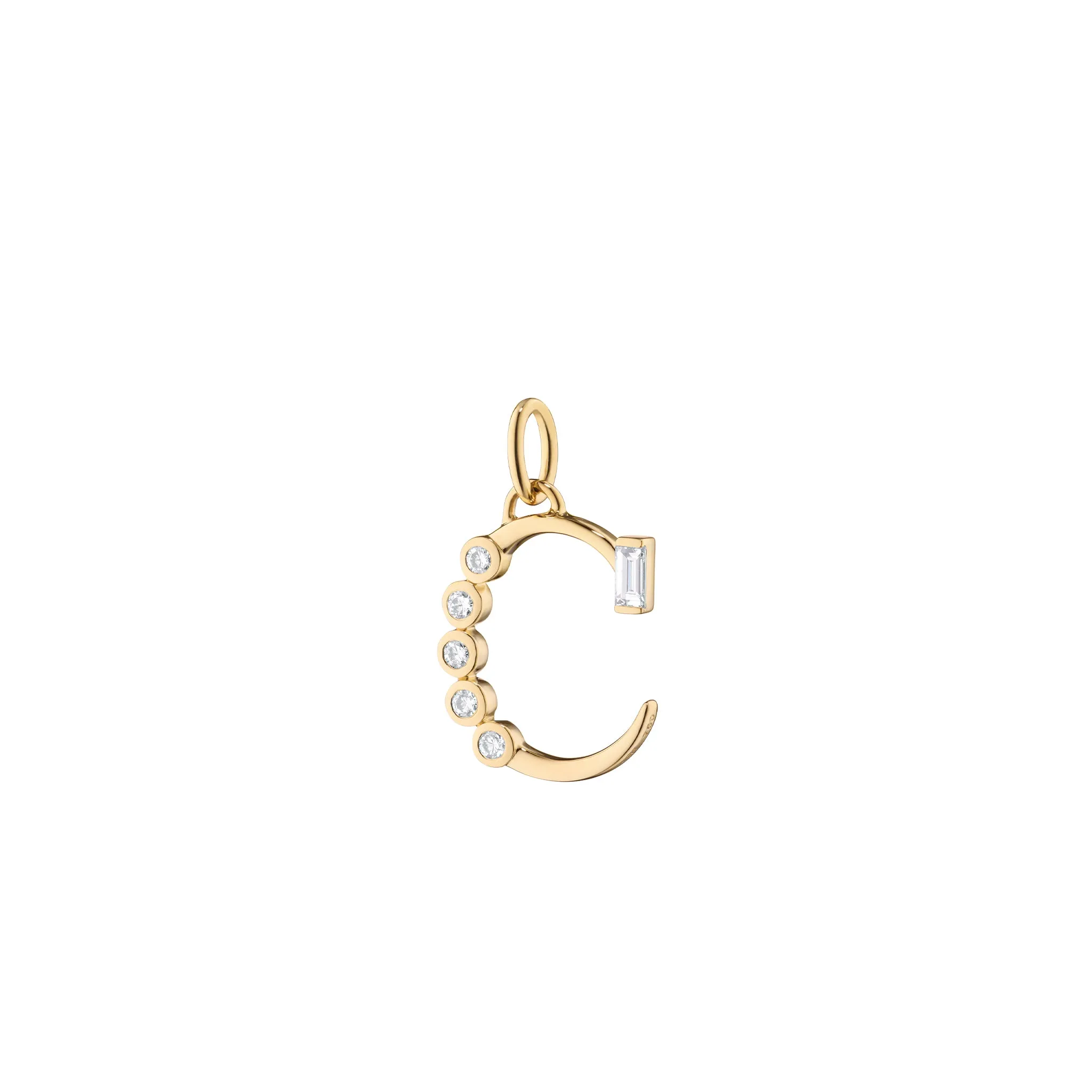Diamond Initial Pendants in 18K Yellow Gold