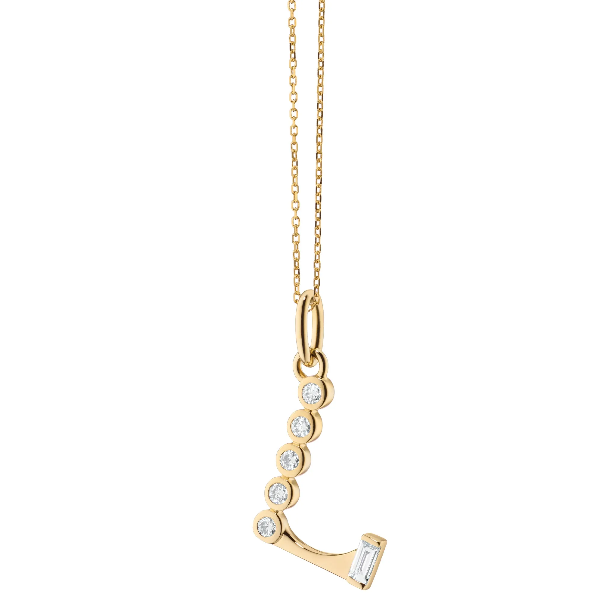 Diamond Initial Pendants in 18K Yellow Gold