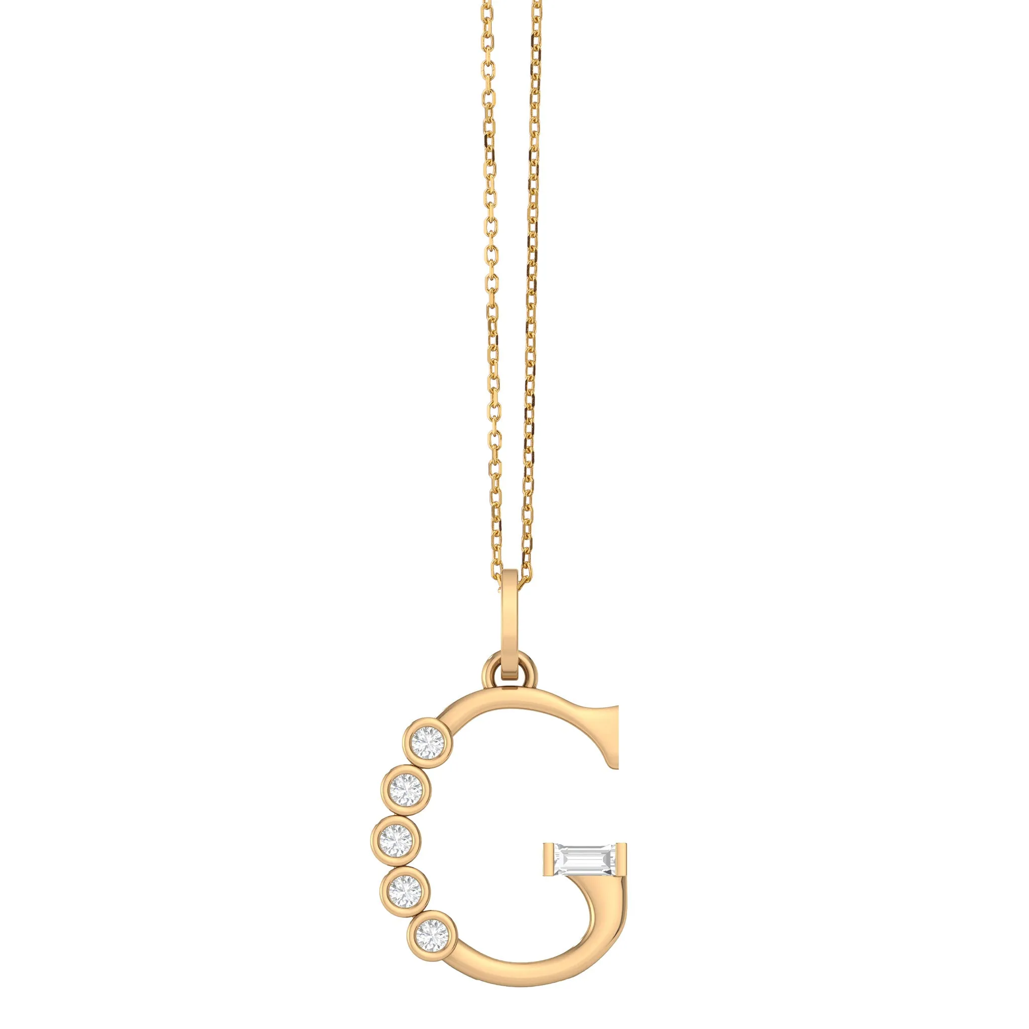 Diamond Initial Pendants in 18K Yellow Gold