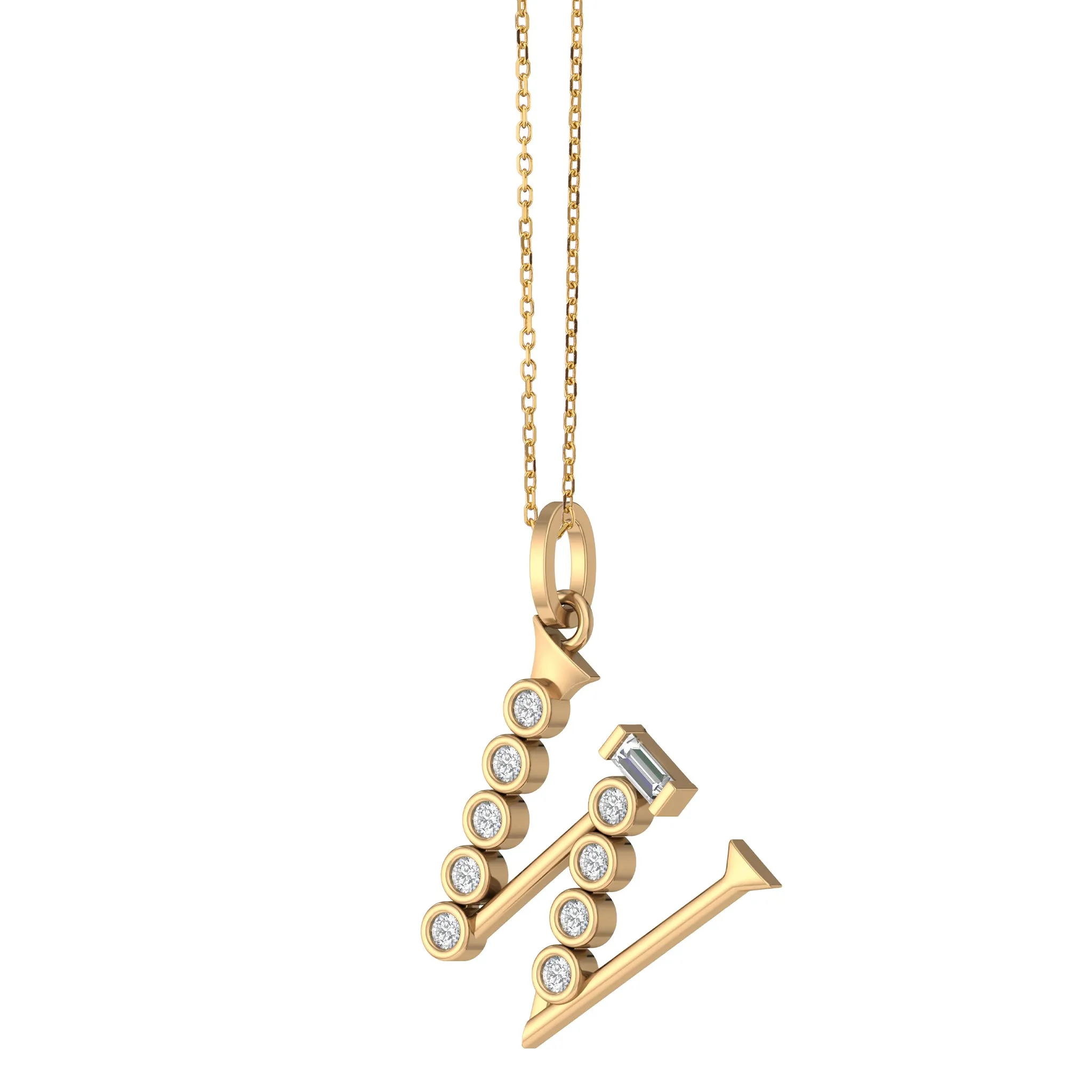 Diamond Initial Pendants in 18K Yellow Gold