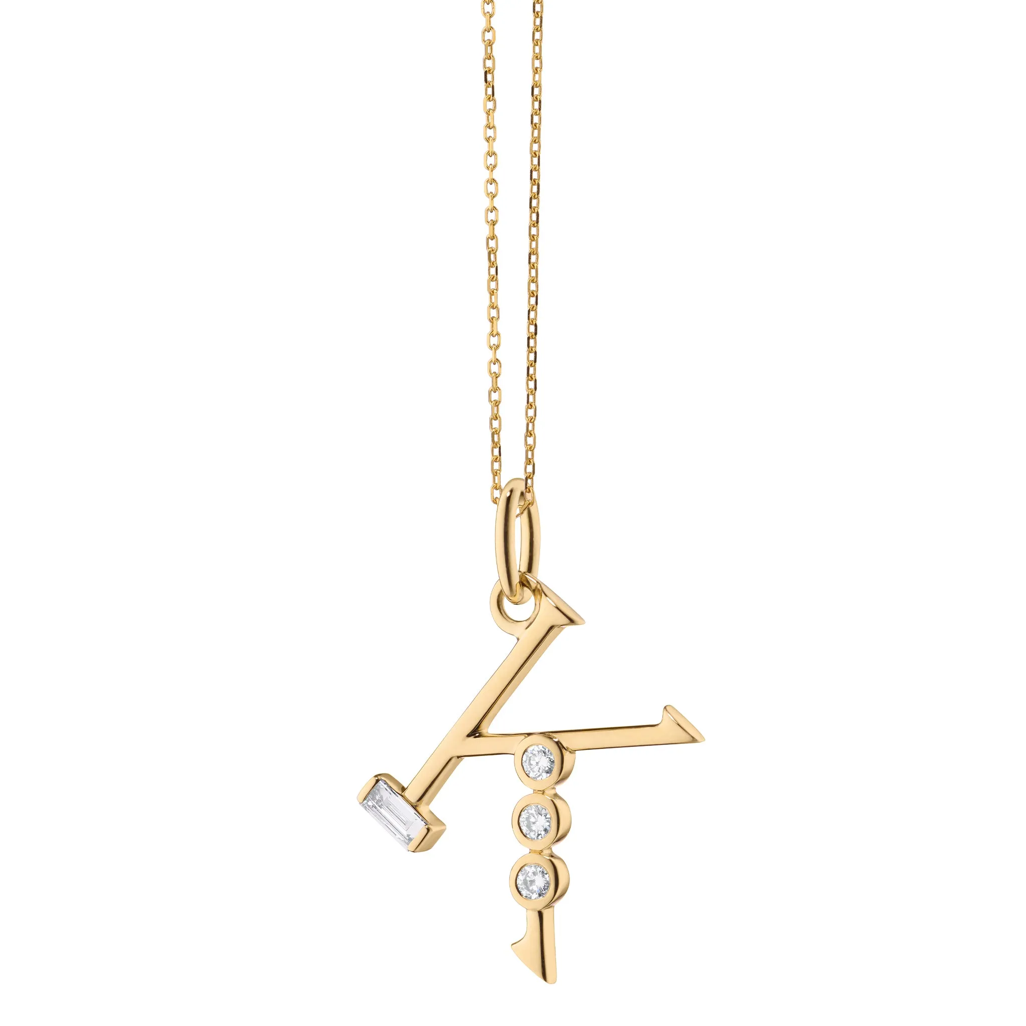 Diamond Initial Pendants in 18K Yellow Gold