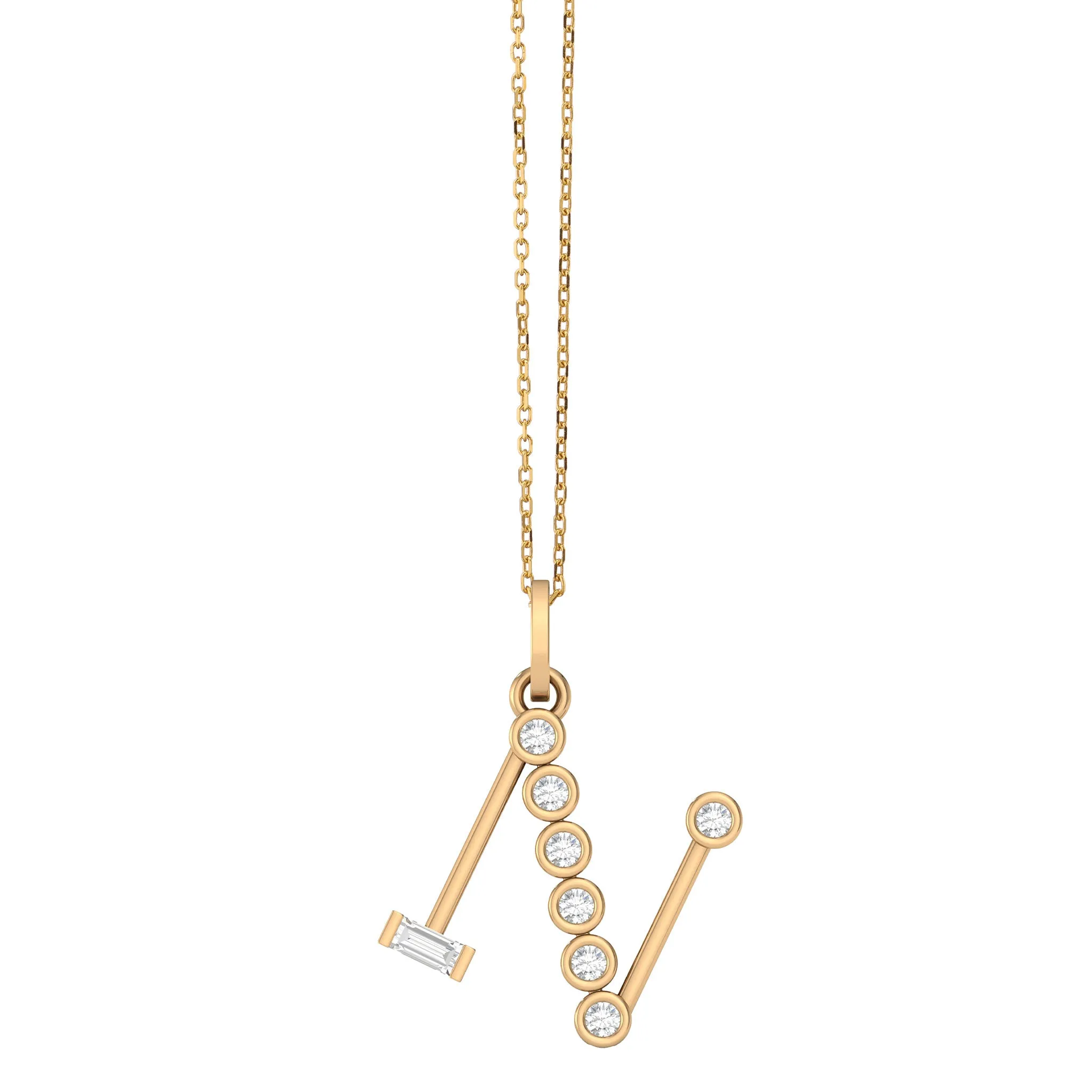Diamond Initial Pendants in 18K Yellow Gold