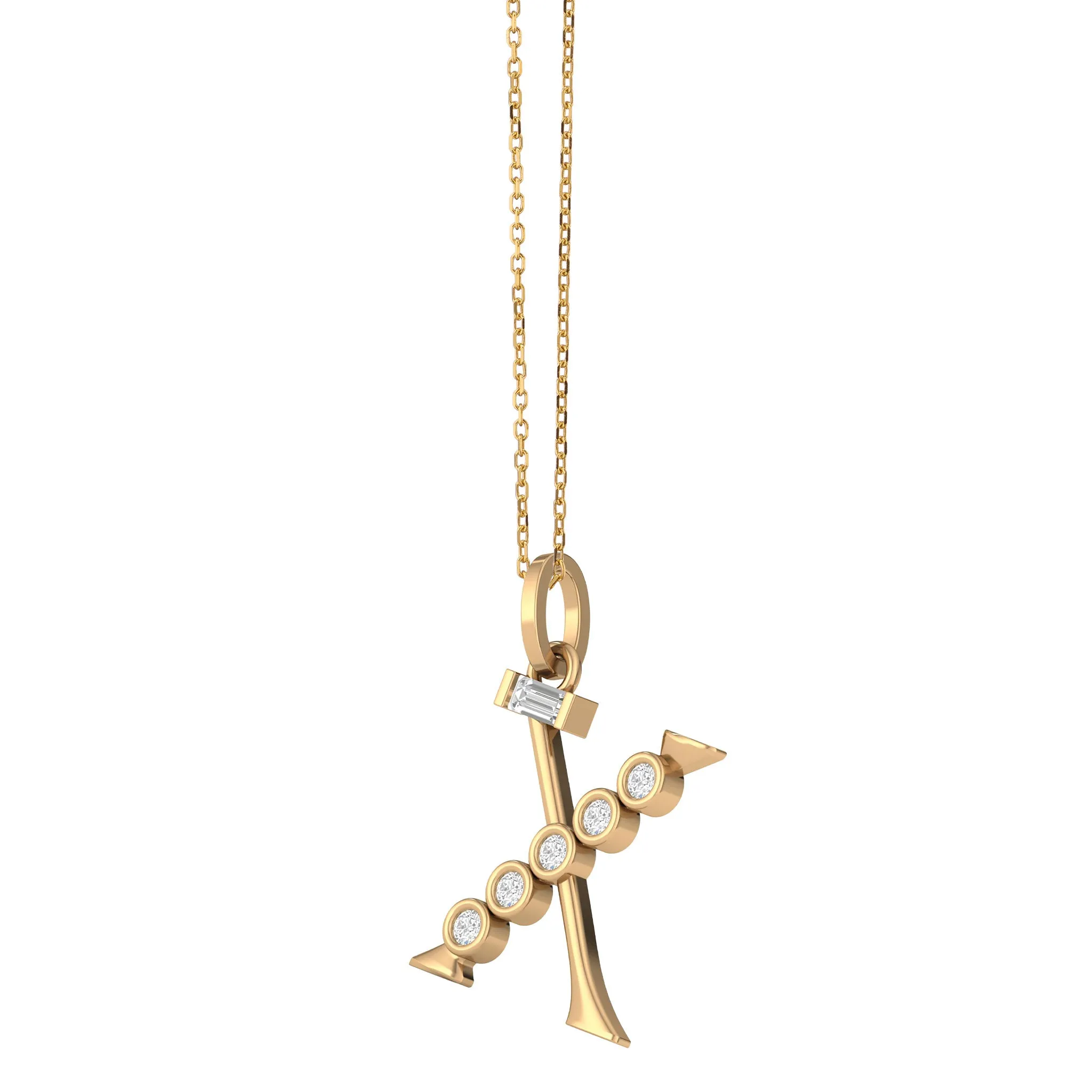 Diamond Initial Pendants in 18K Yellow Gold