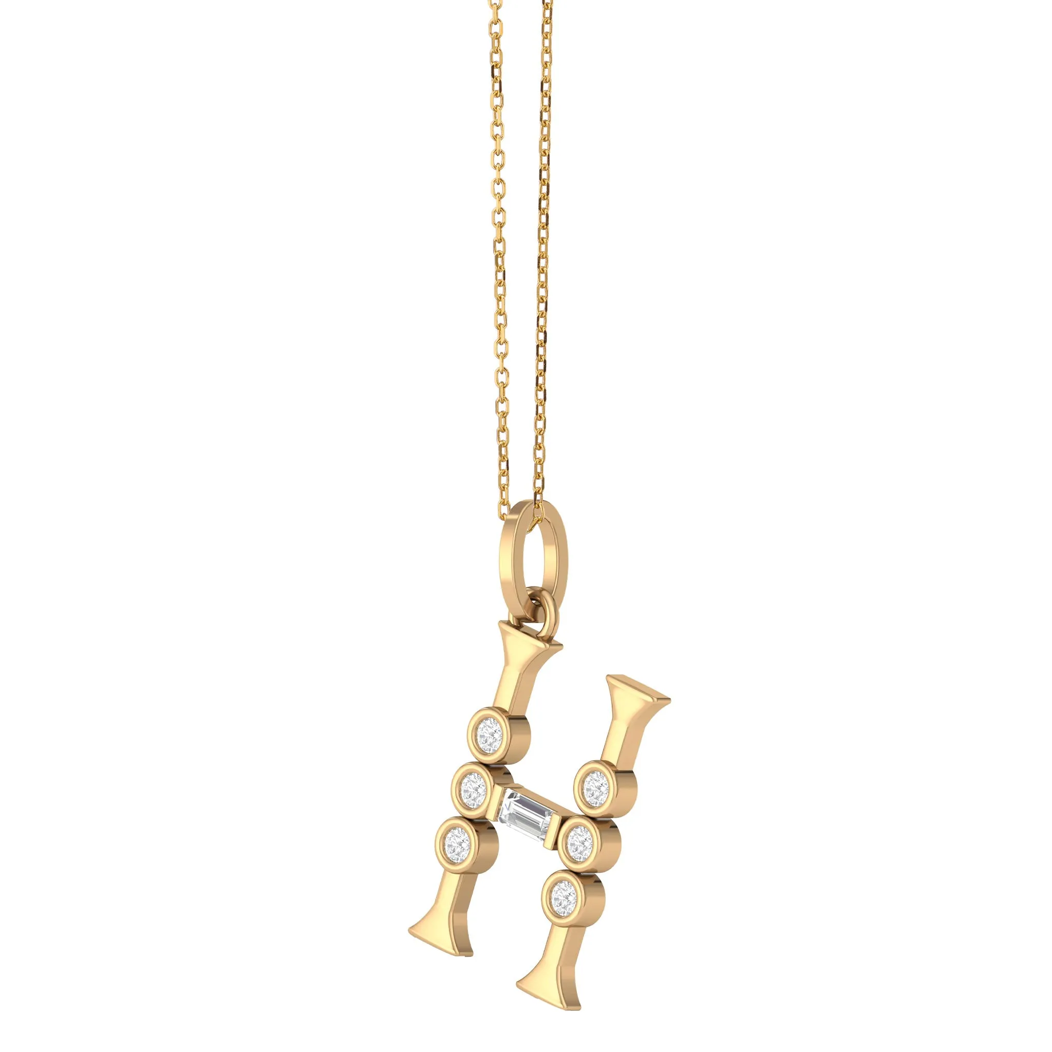 Diamond Initial Pendants in 18K Yellow Gold