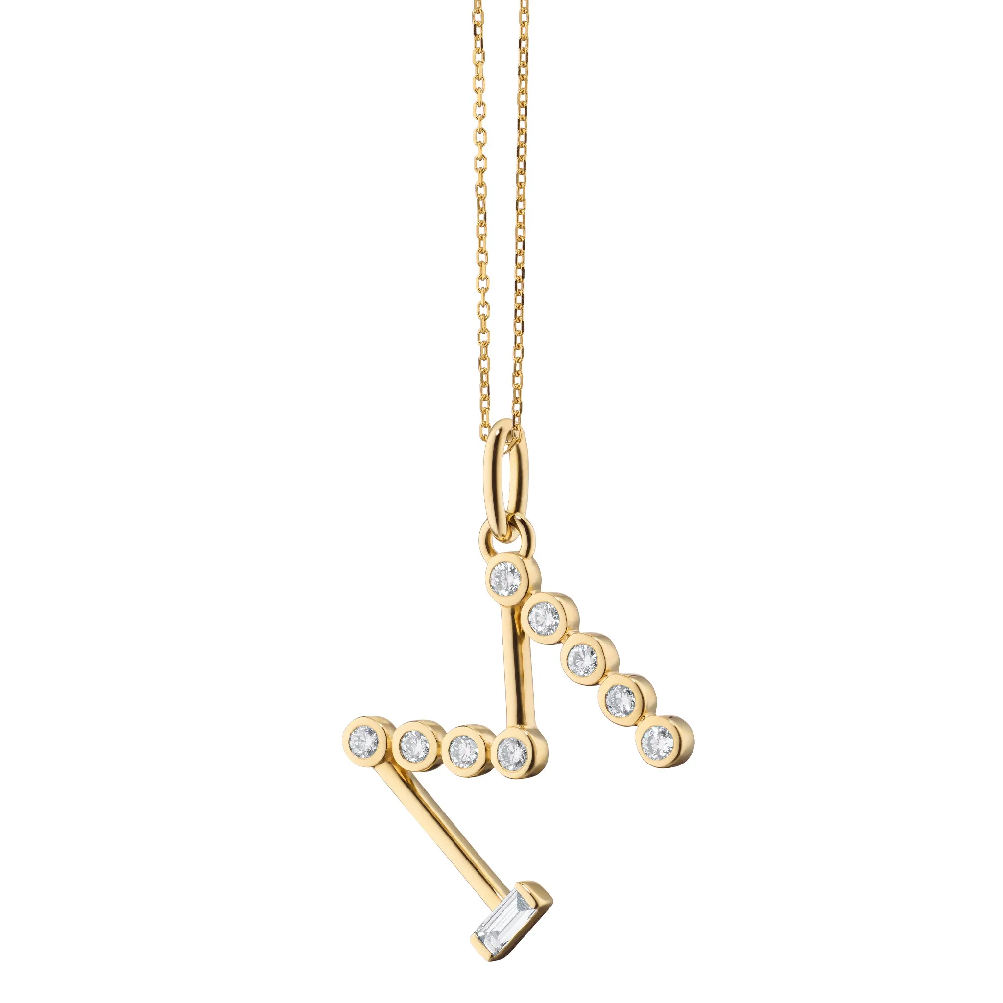 Diamond Initial Pendants in 18K Yellow Gold