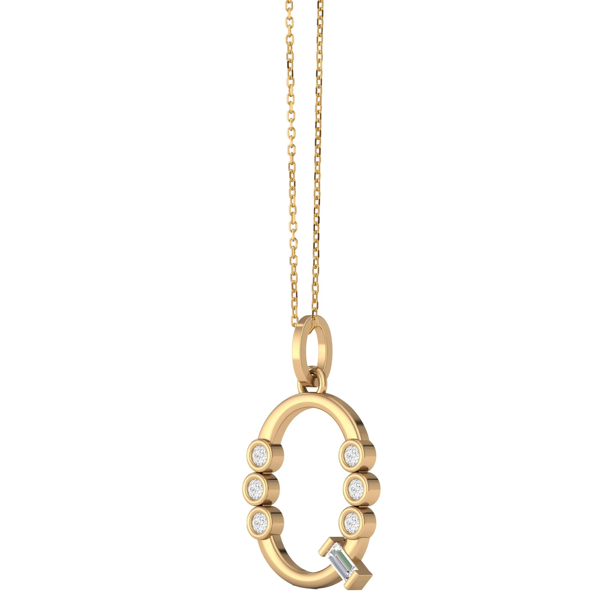 Diamond Initial Pendants in 18K Yellow Gold
