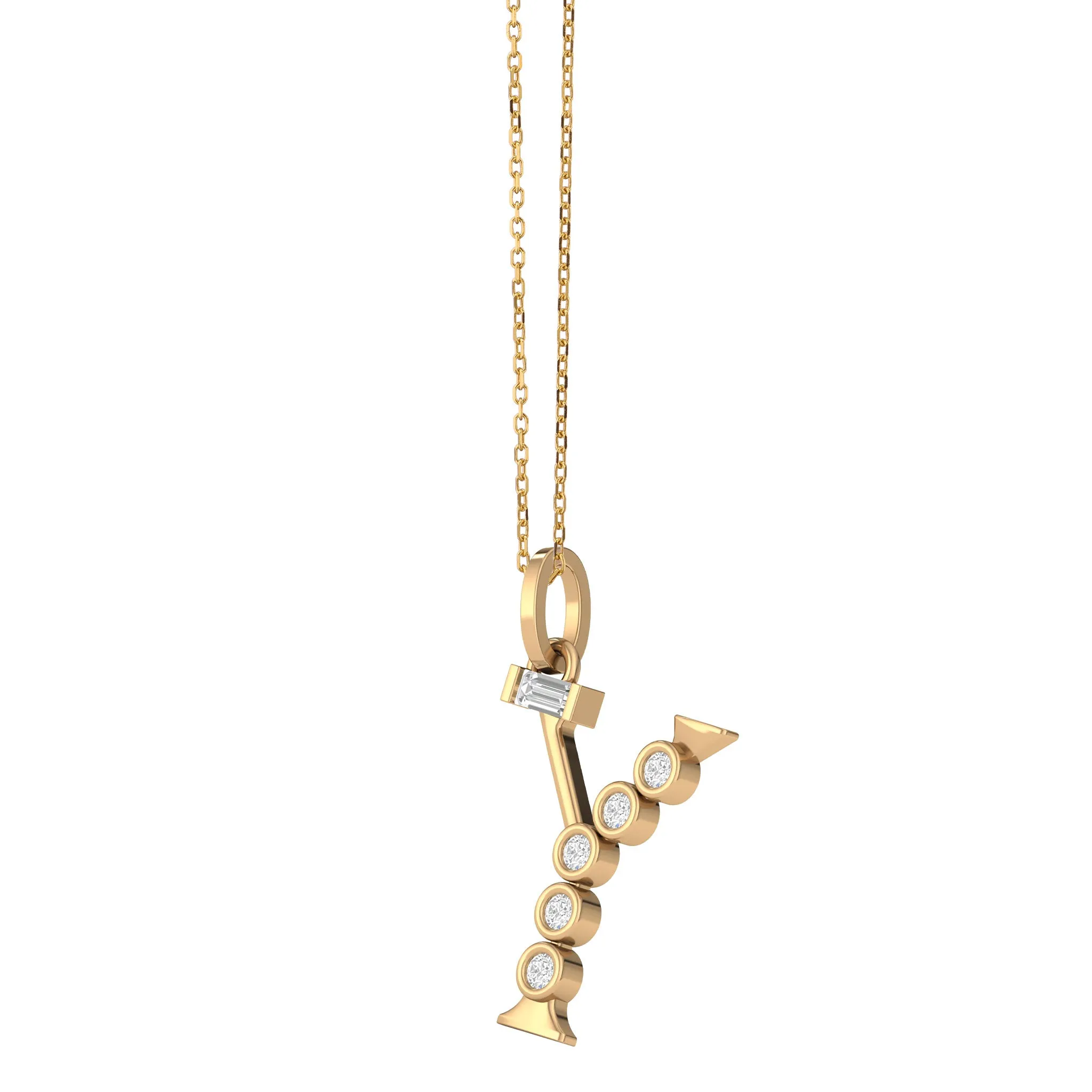 Diamond Initial Pendants in 18K Yellow Gold