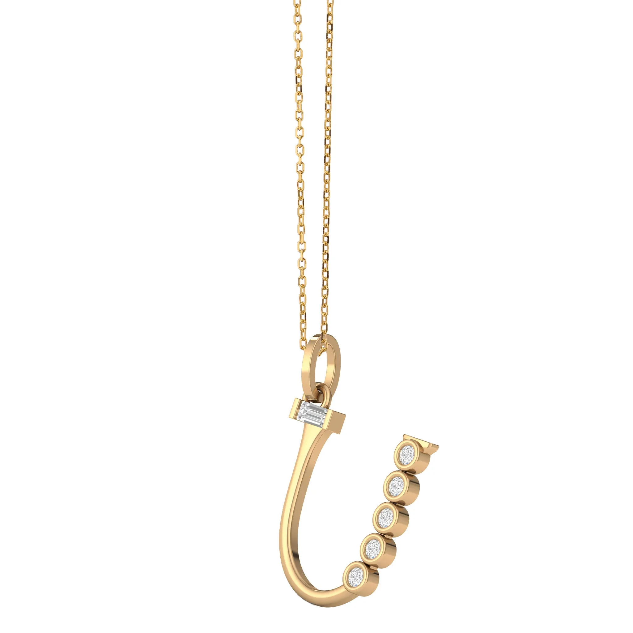 Diamond Initial Pendants in 18K Yellow Gold