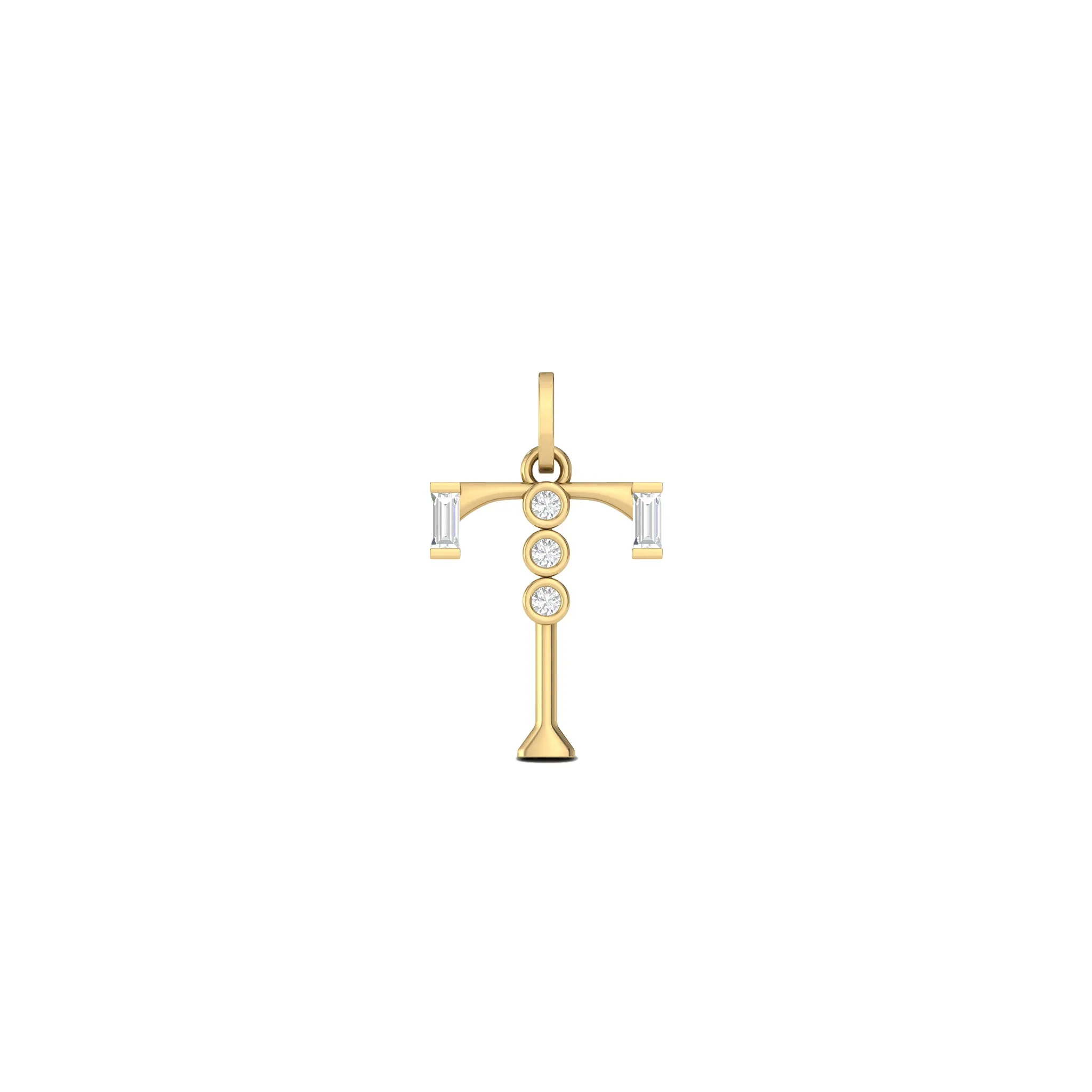 Diamond Initial Pendants in 18K Yellow Gold