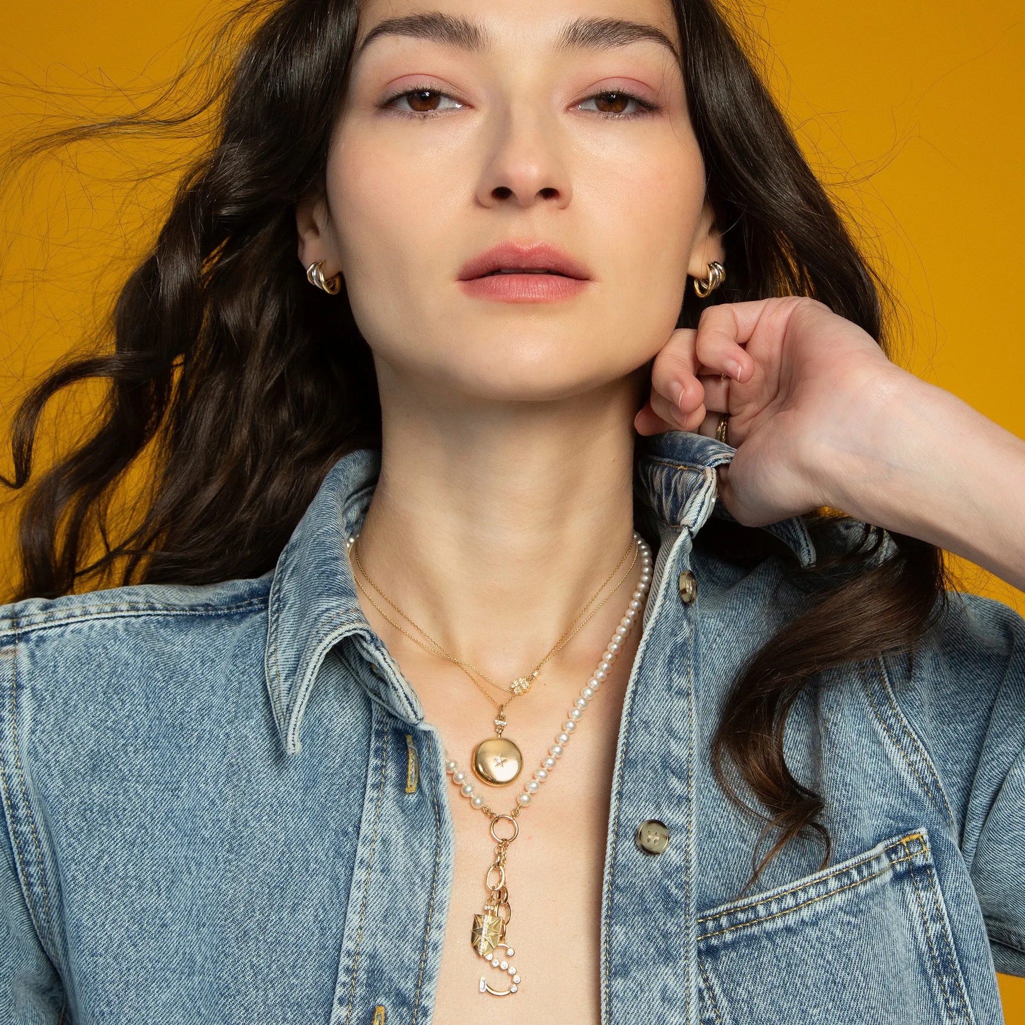 Diamond Initial Pendants in 18K Yellow Gold