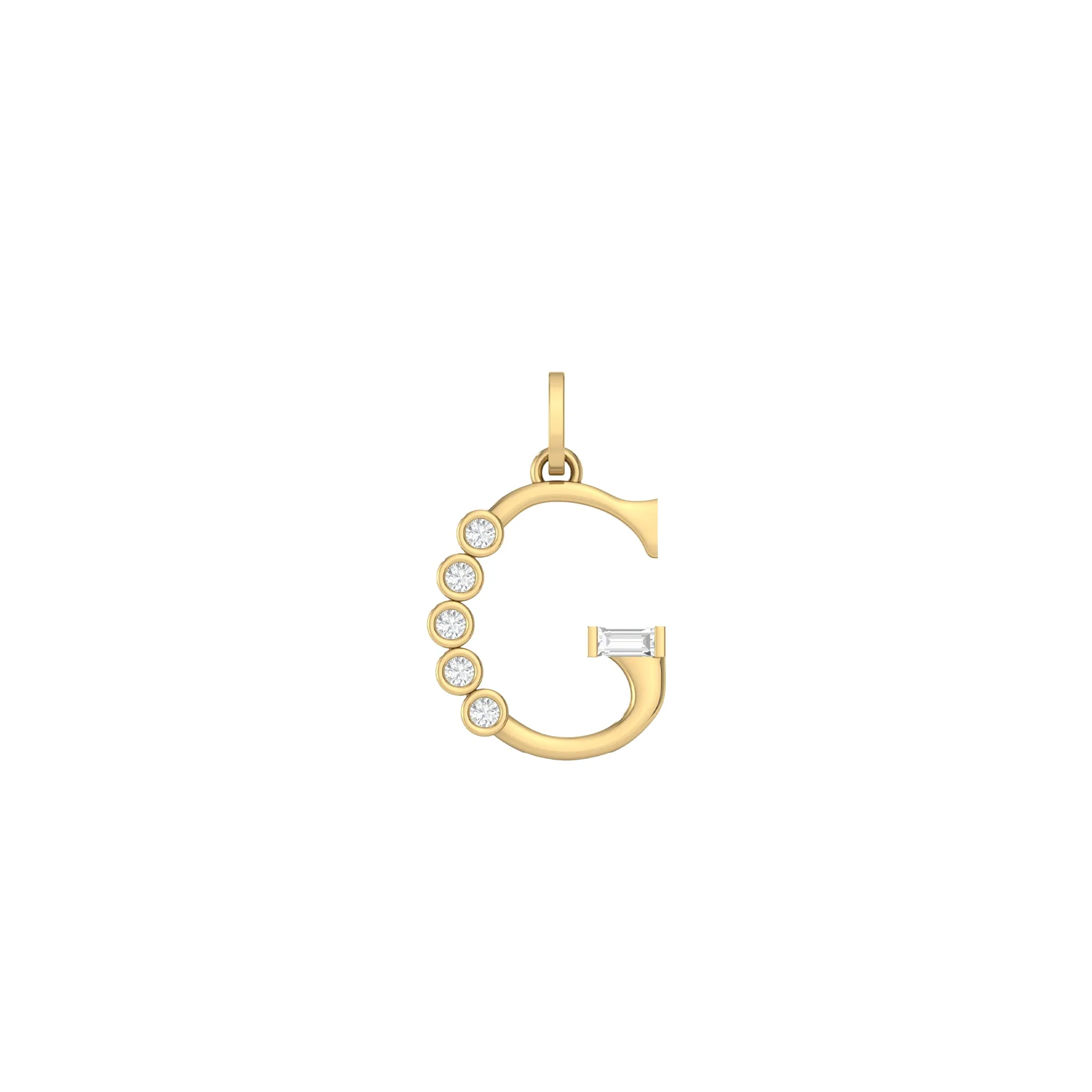 Diamond Initial Pendants in 18K Yellow Gold