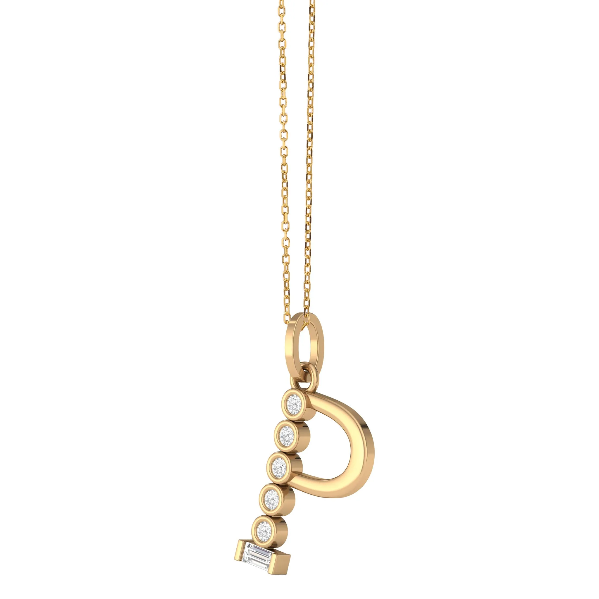 Diamond Initial Pendants in 18K Yellow Gold