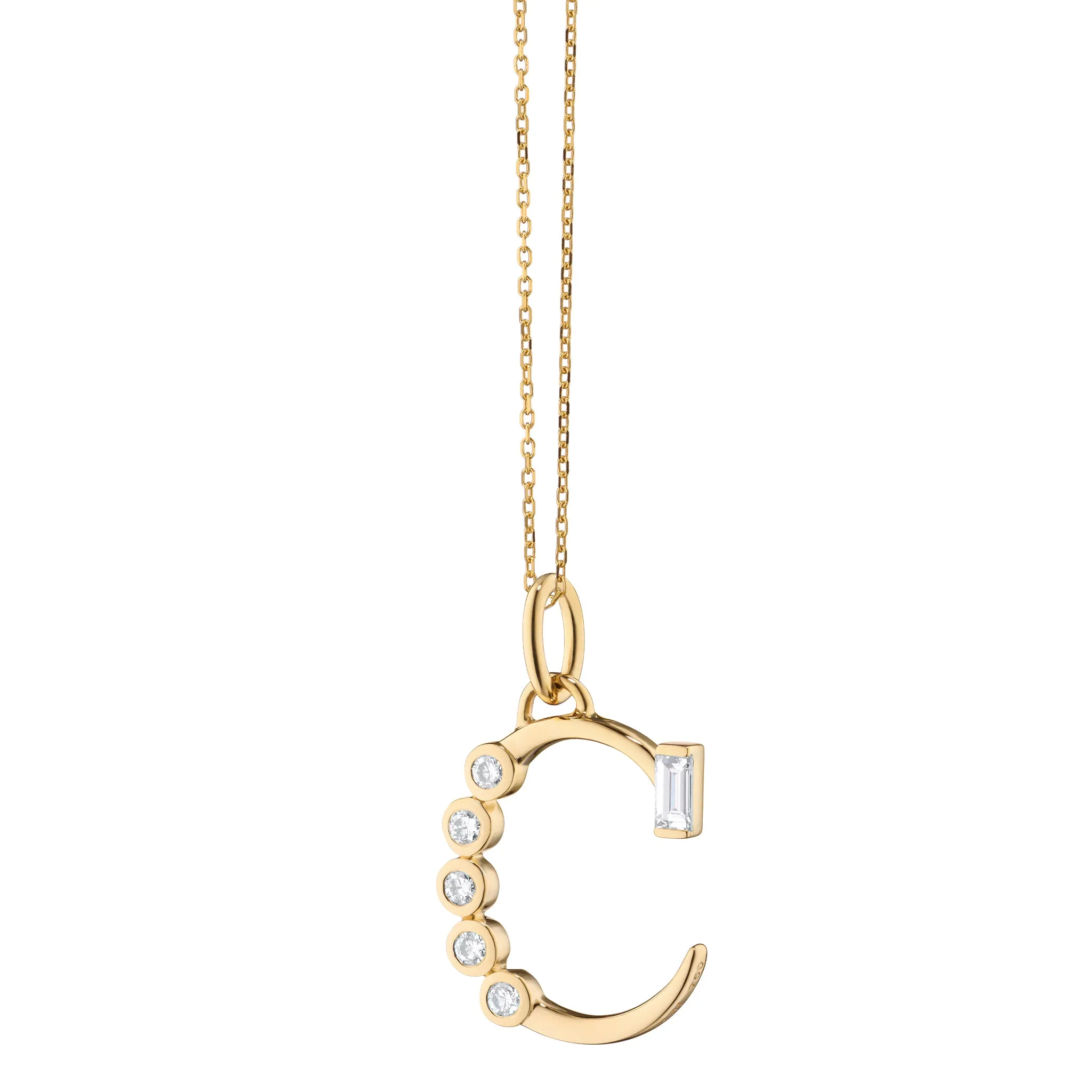 Diamond Initial Pendants in 18K Yellow Gold