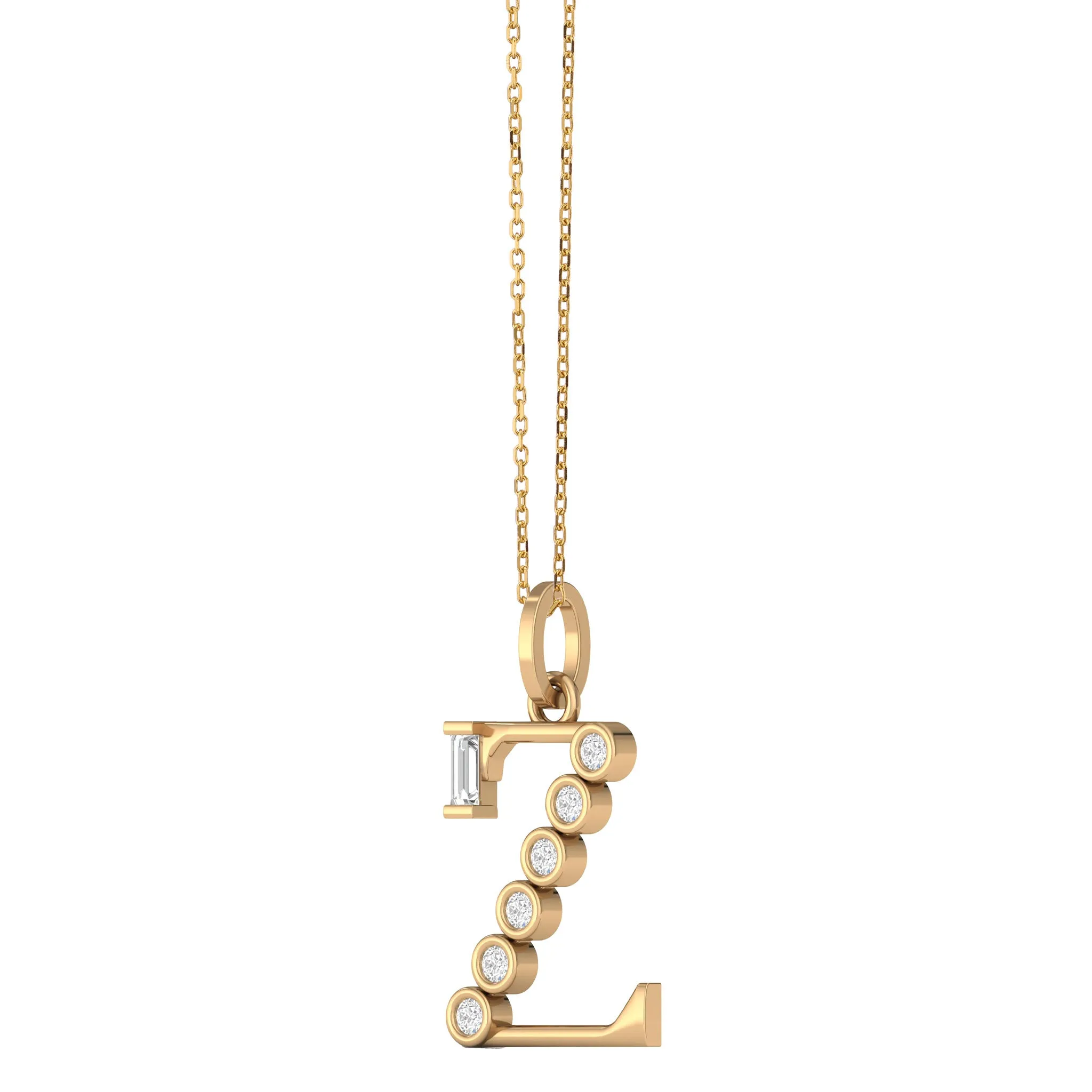 Diamond Initial Pendants in 18K Yellow Gold