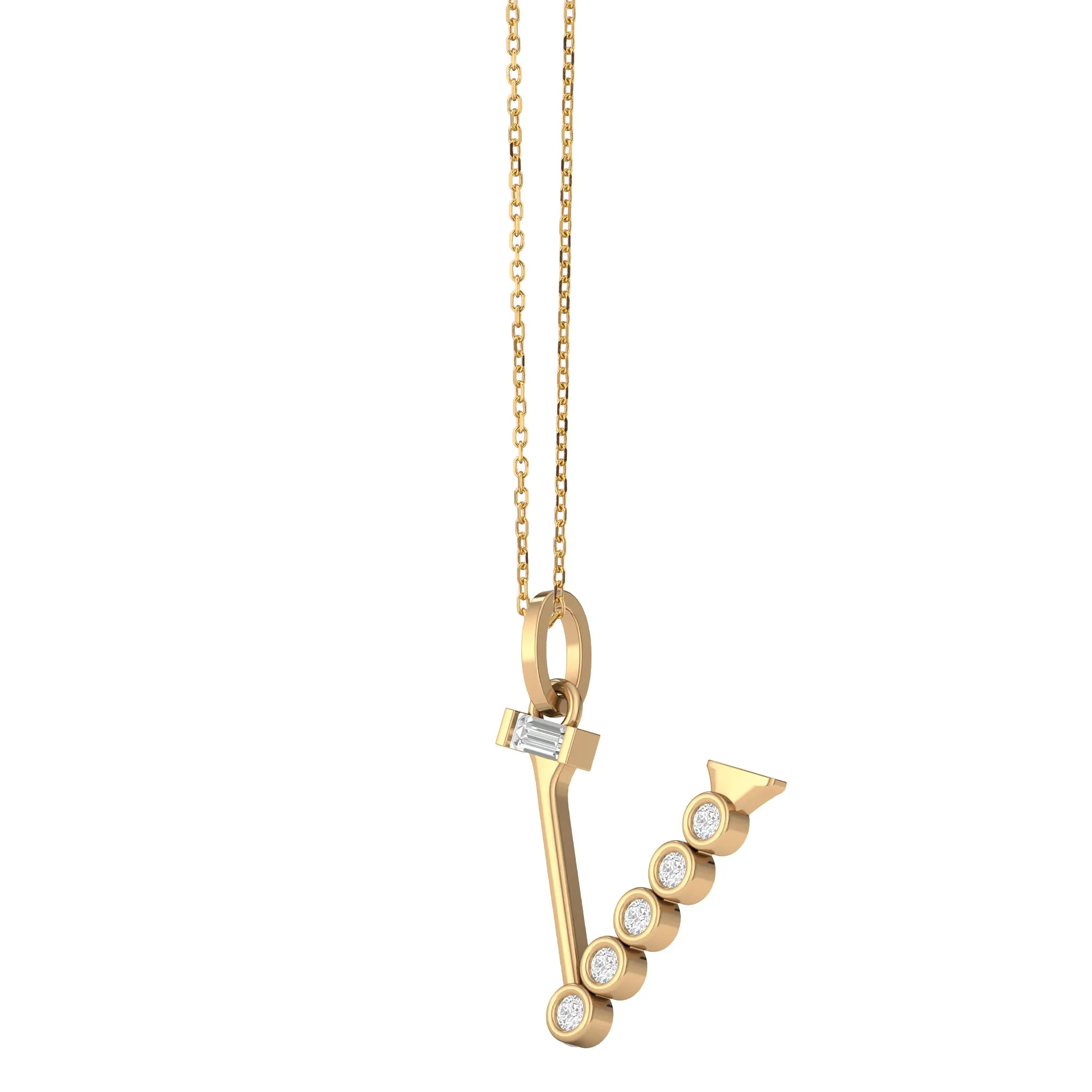 Diamond Initial Pendants in 18K Yellow Gold